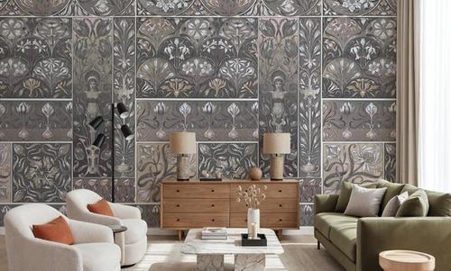 Art Deco Floral Wall Beige