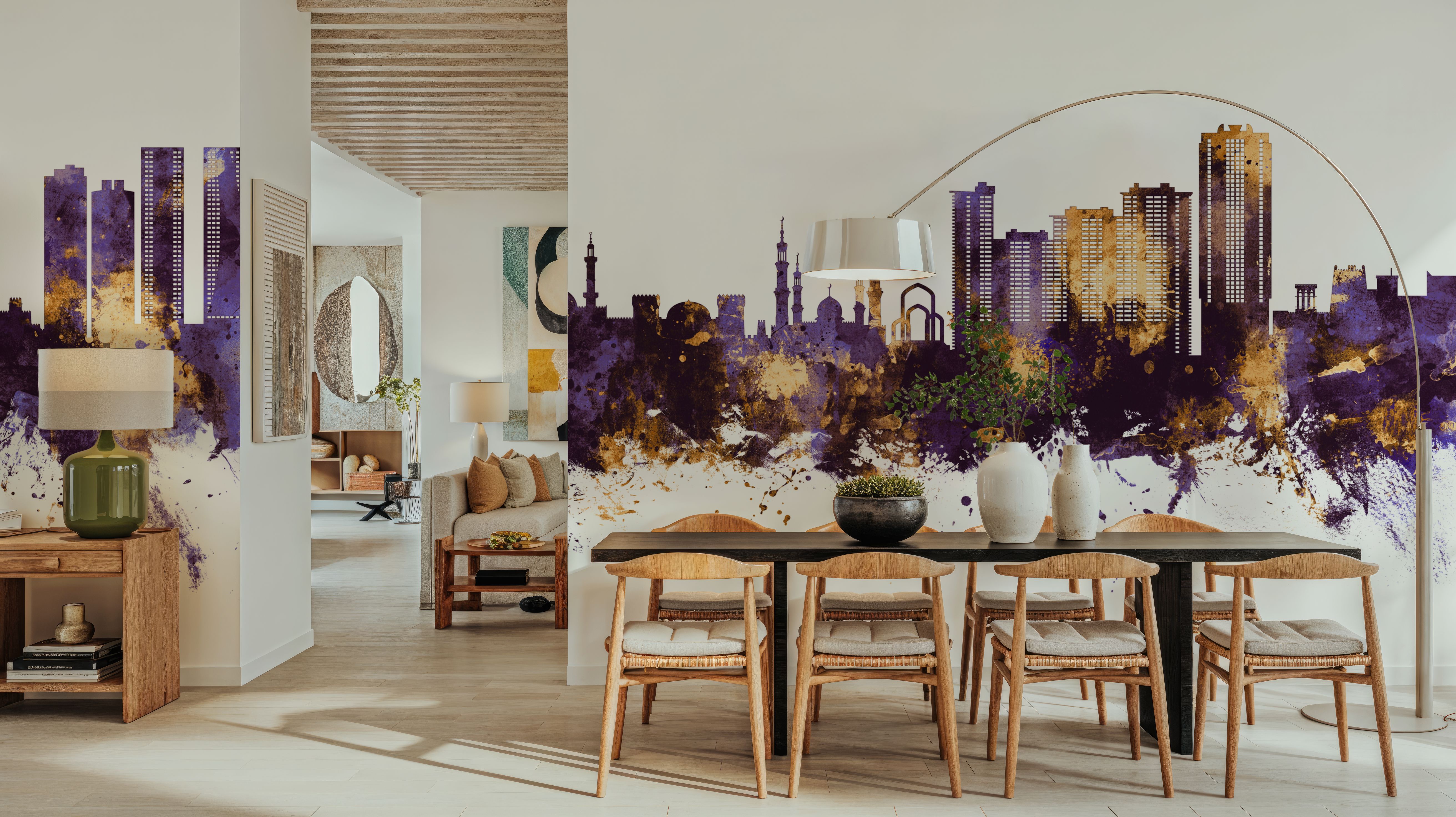 Ajman Skyline Purple & Gold