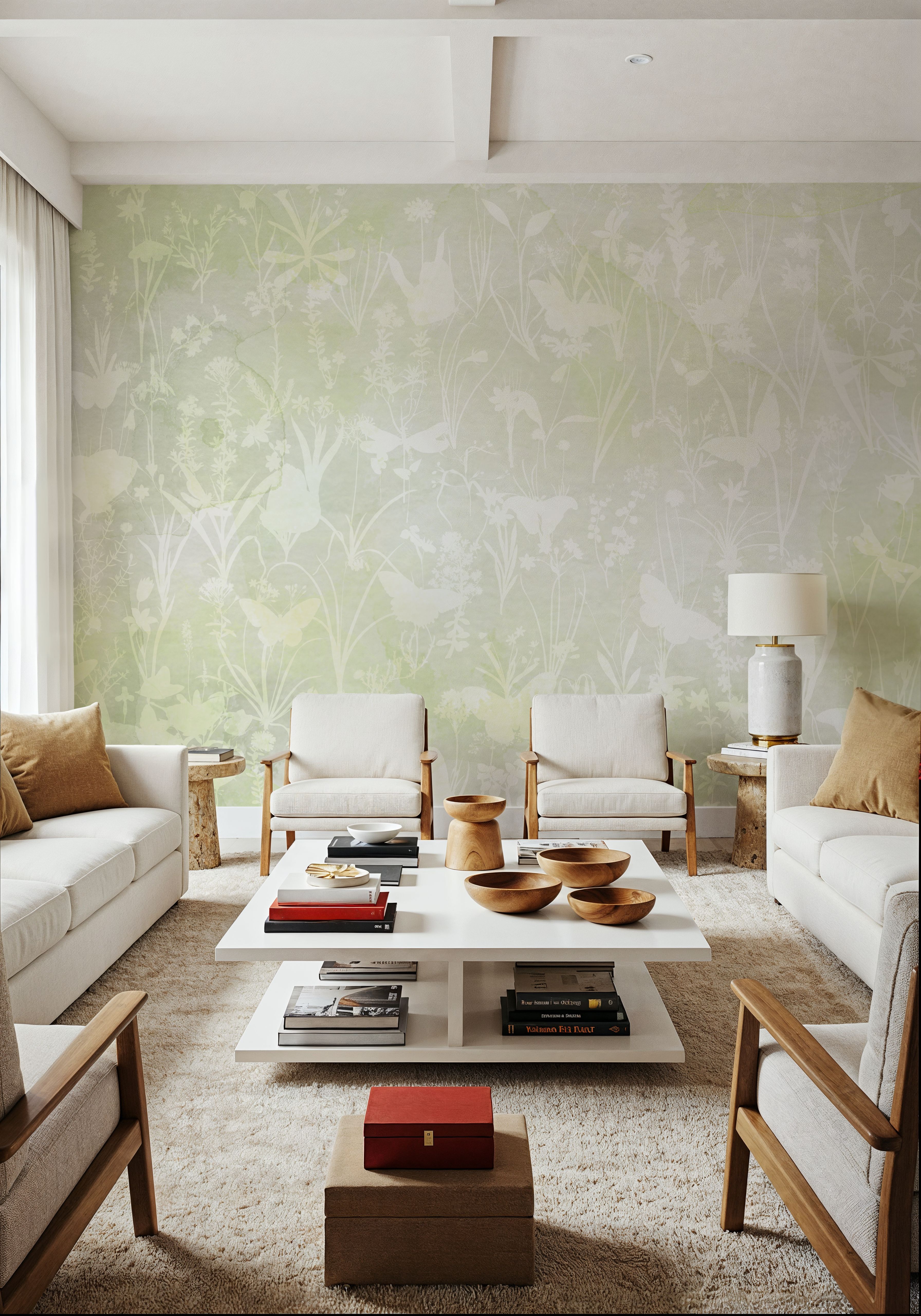 Herbals and Butterflies Double Silhouette Spring Green