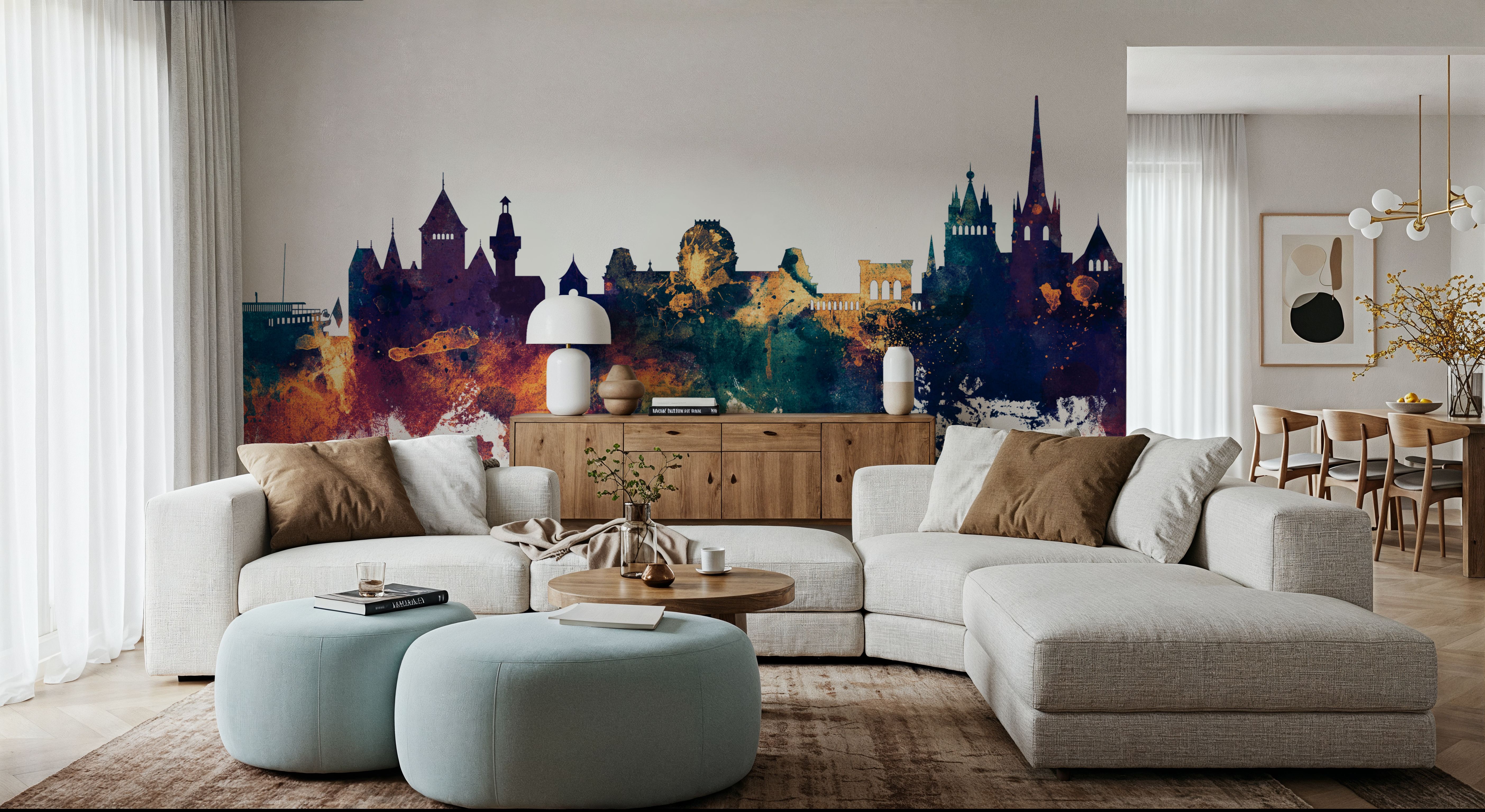 Lausanne Switzerland Skyline Blue & Bronze