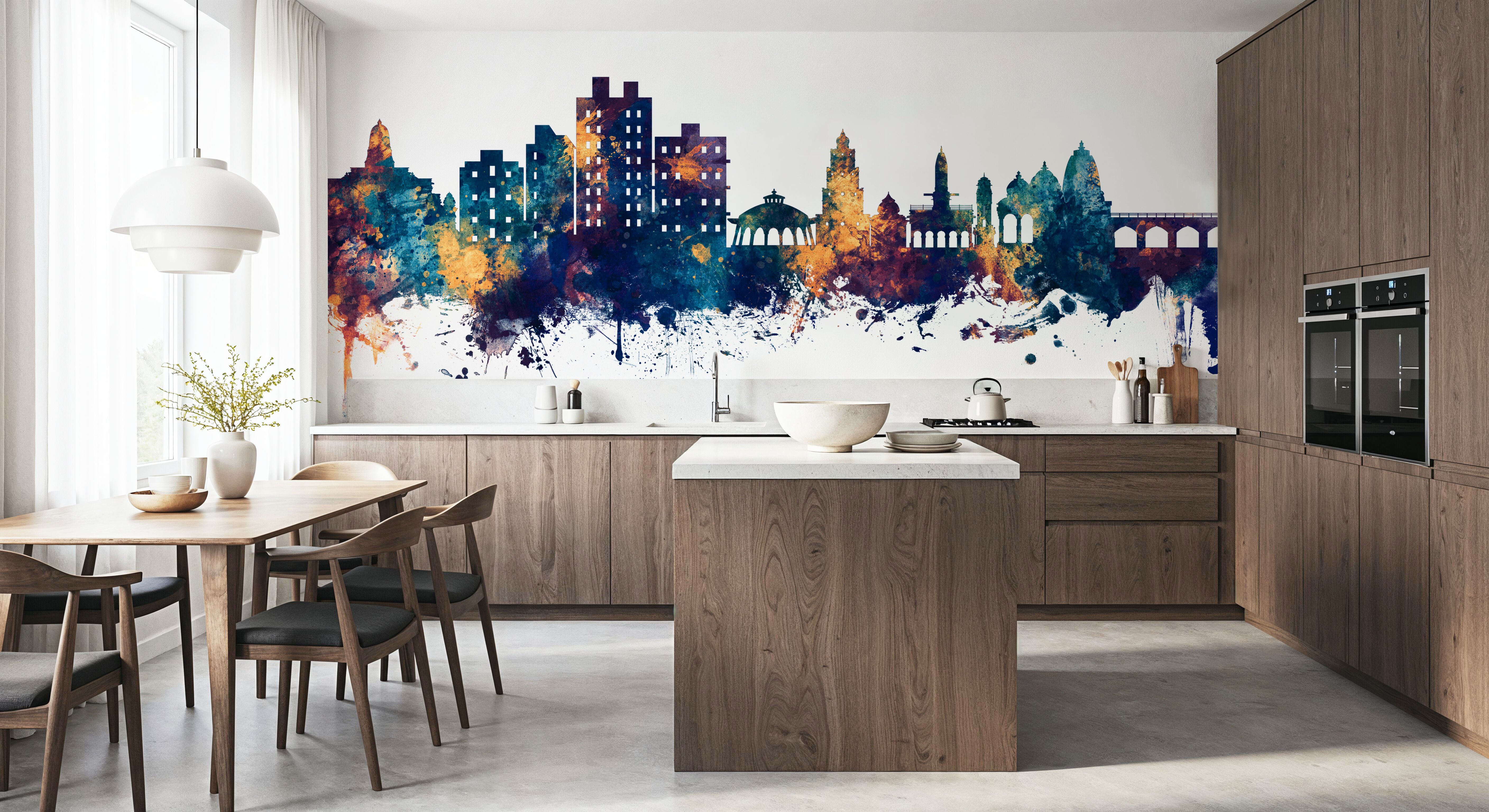 Nashik India Skyline Blue & Bronze, Wallpaper