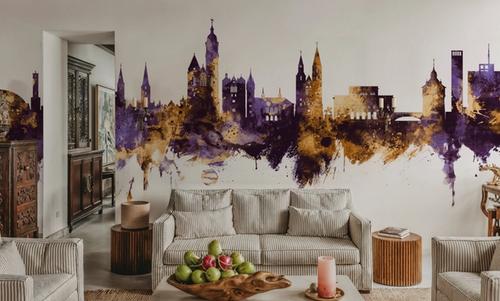 Braunschweig Germany Skyline Purple & Gold