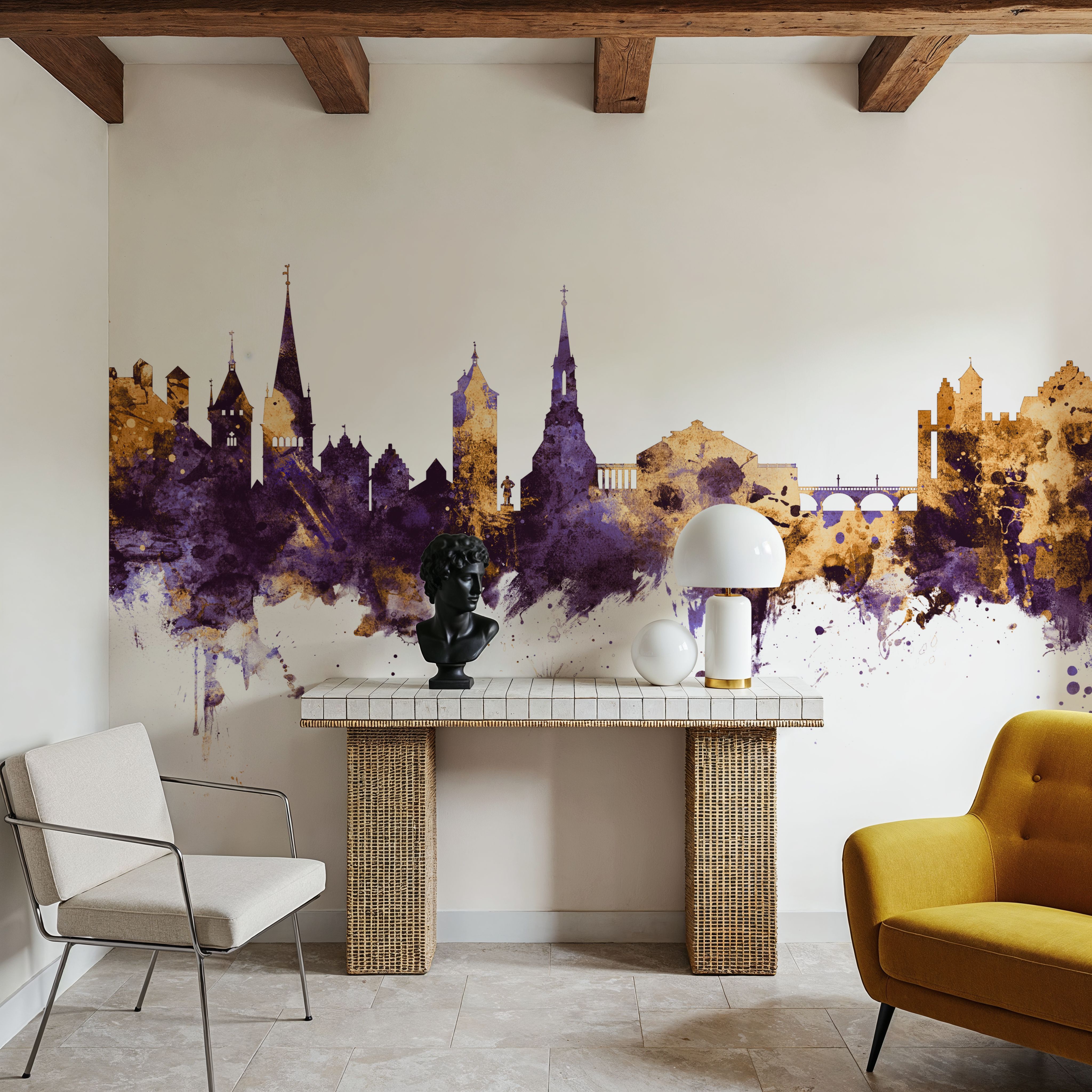 Schaffhausen Switzerland Skyline Purple & Gold