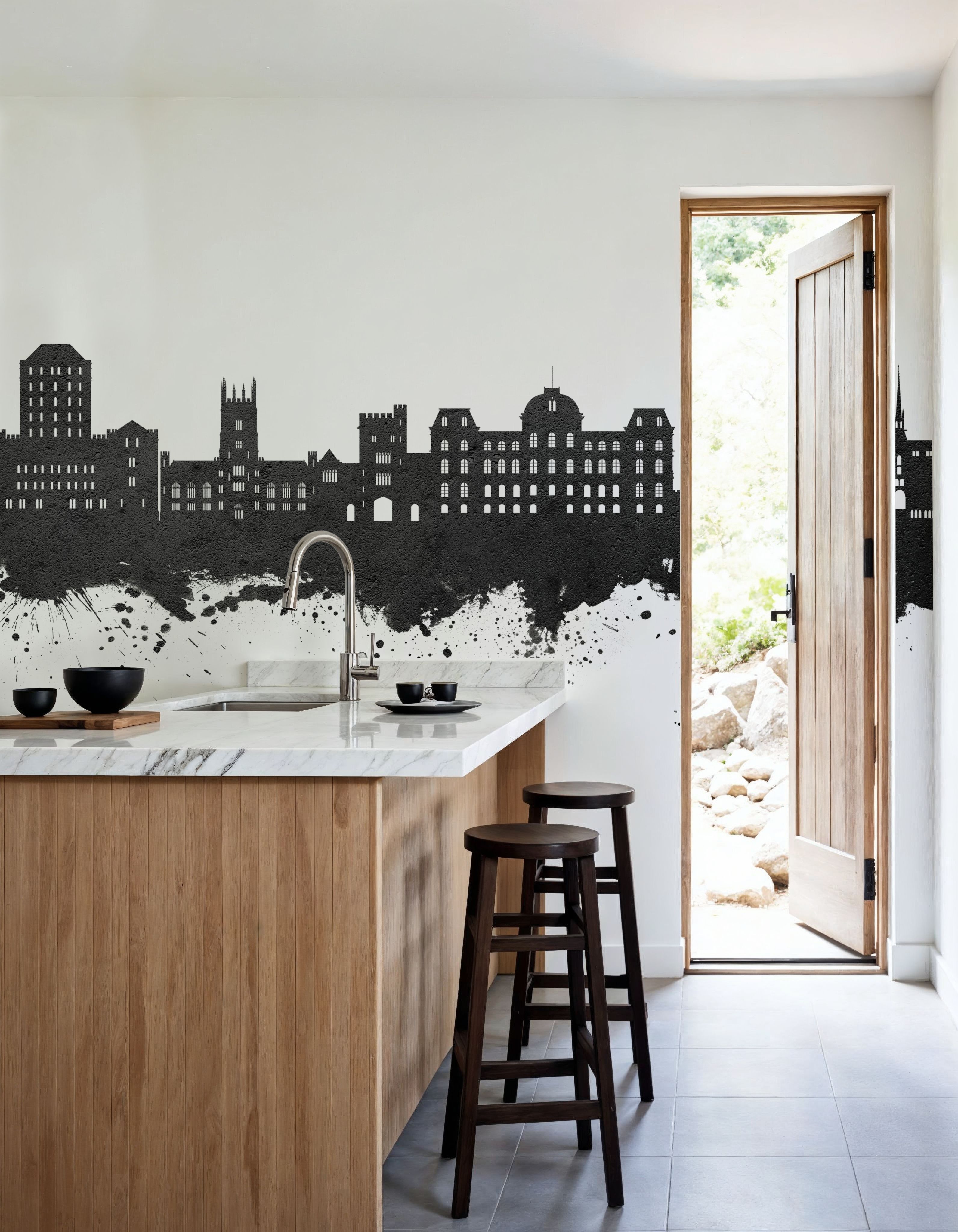 Poughkeepsie New York Skyline Black & White