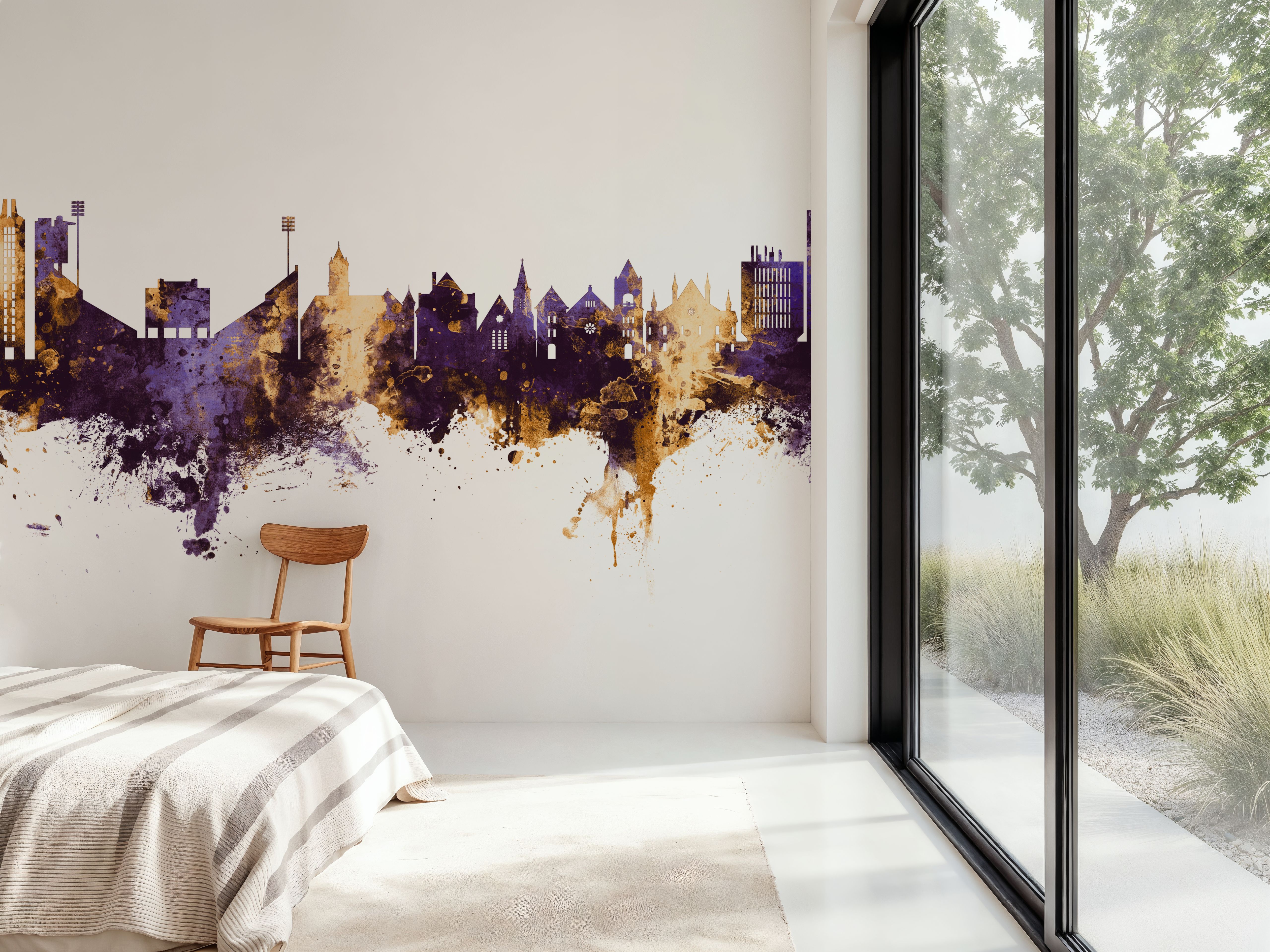 Lawrence Kansas Skyline Purple & Gold