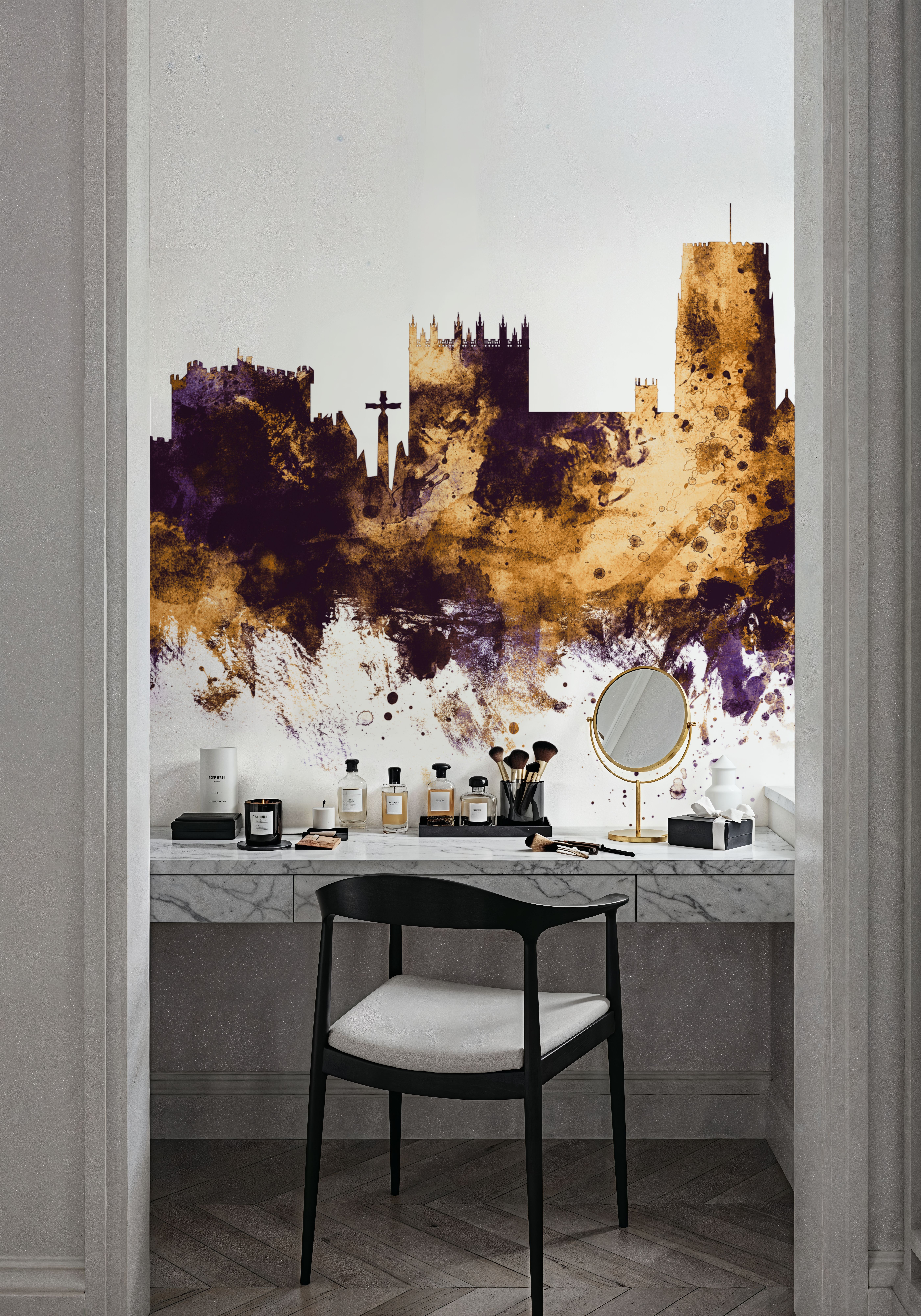 Durham England Skyline Purple & Gold