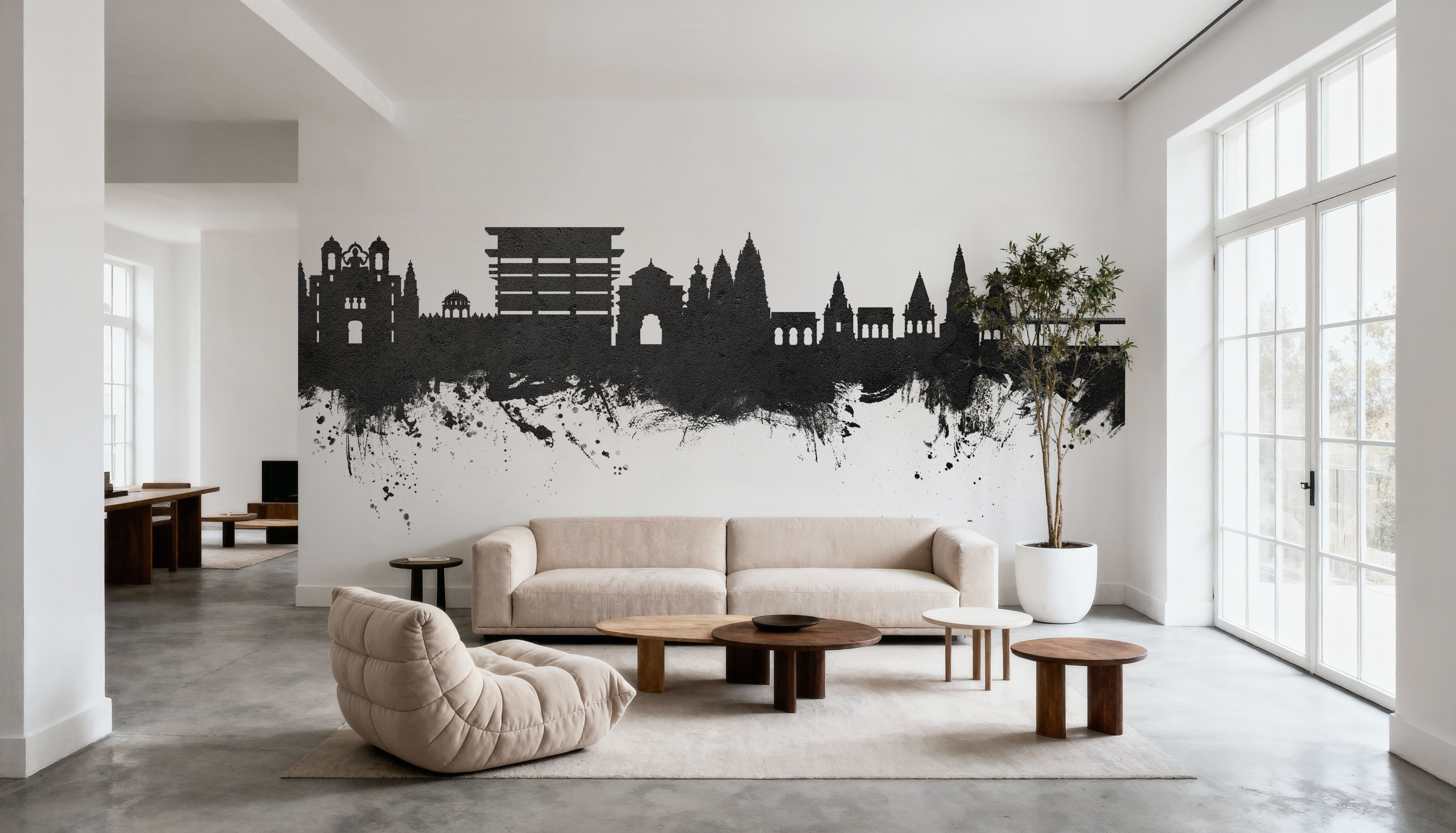 Pandharpur India Skyline Black & White