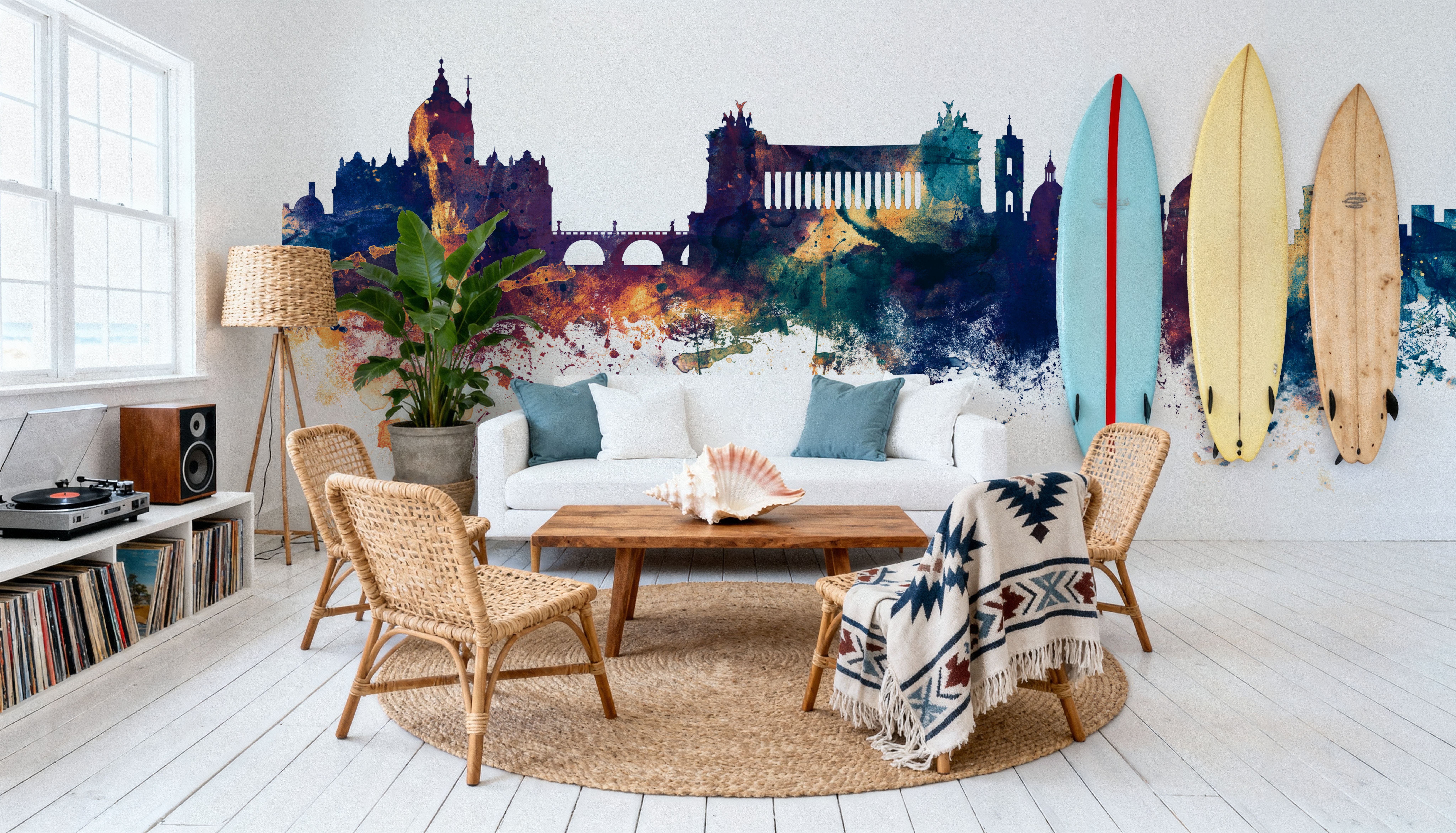 Rome Italy Skyline Blue & Bronze