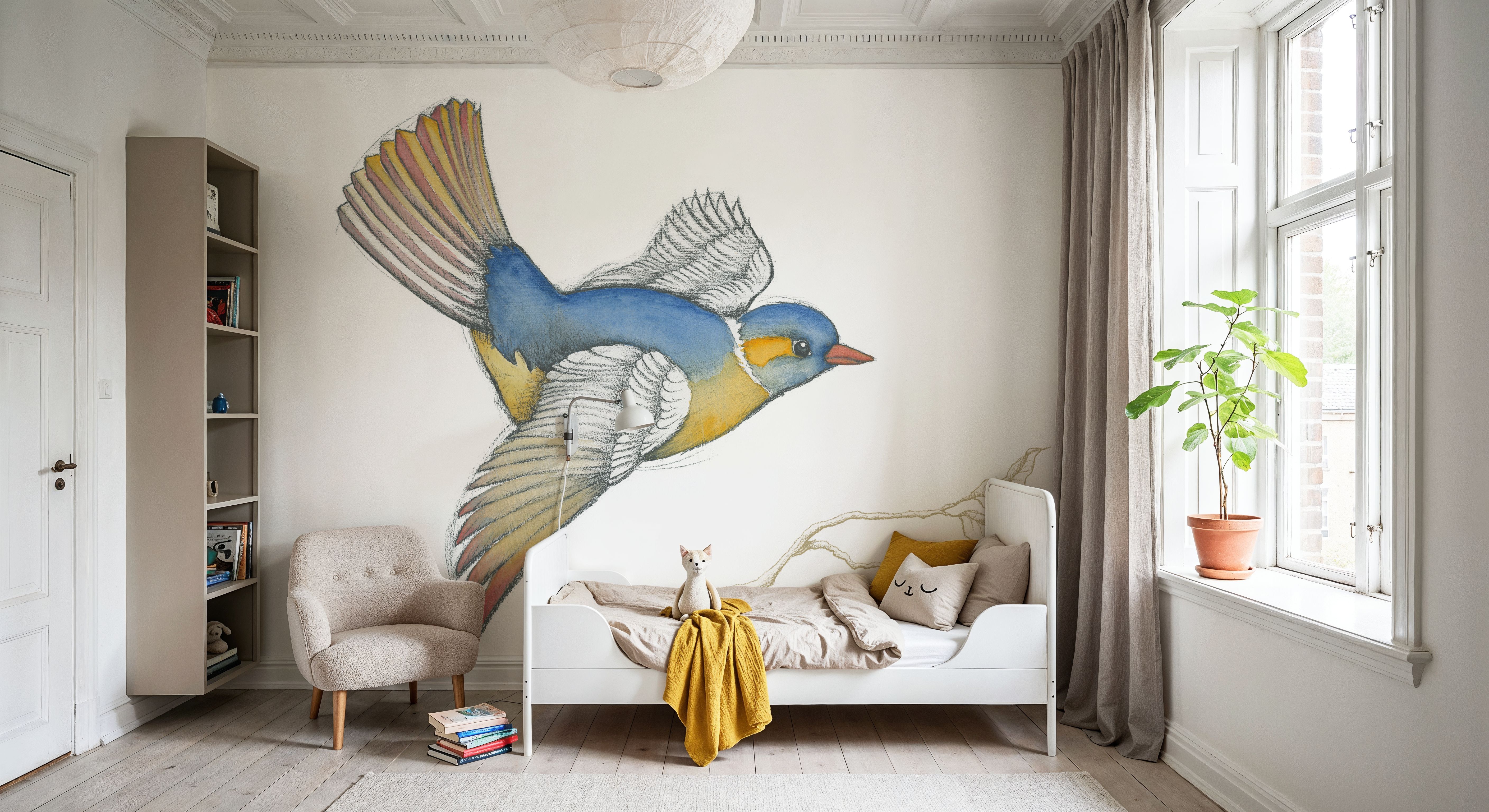Arts and Crafts Birds III on White