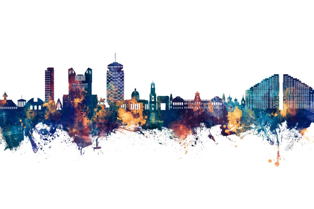 Chisinau Moldova Skyline Blue & Bronze