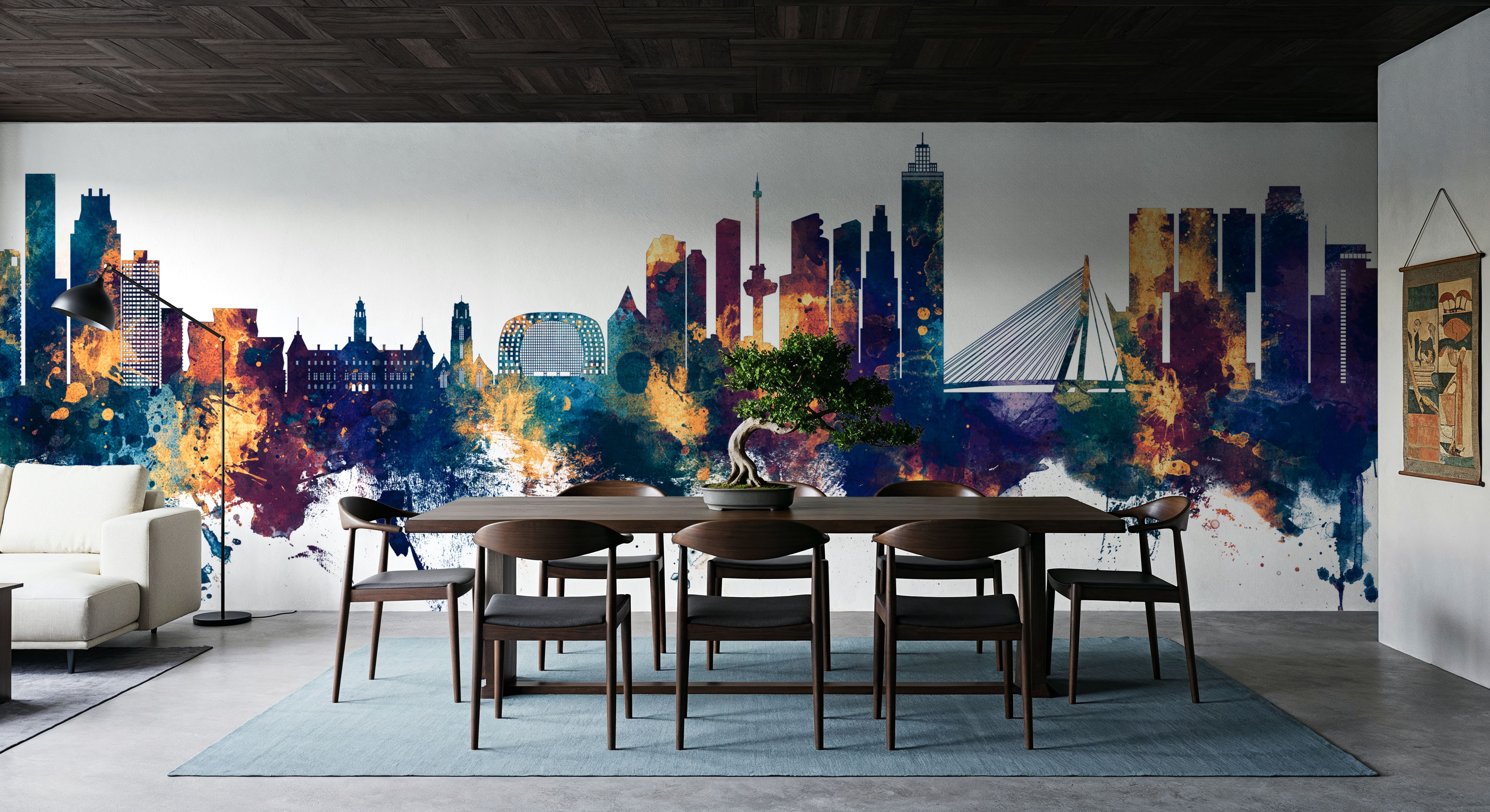 Rotterdam The Netherands Skyline Blue & Bronze