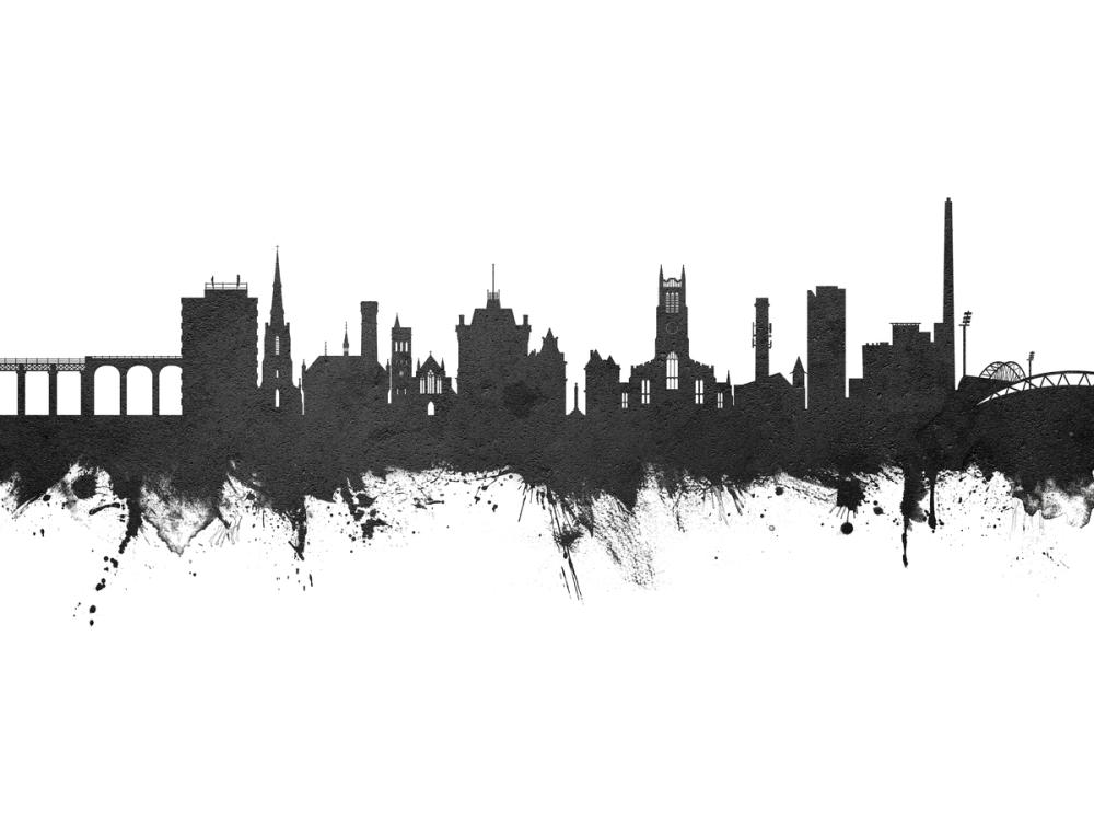 Huddersfield England Skyline Black & White