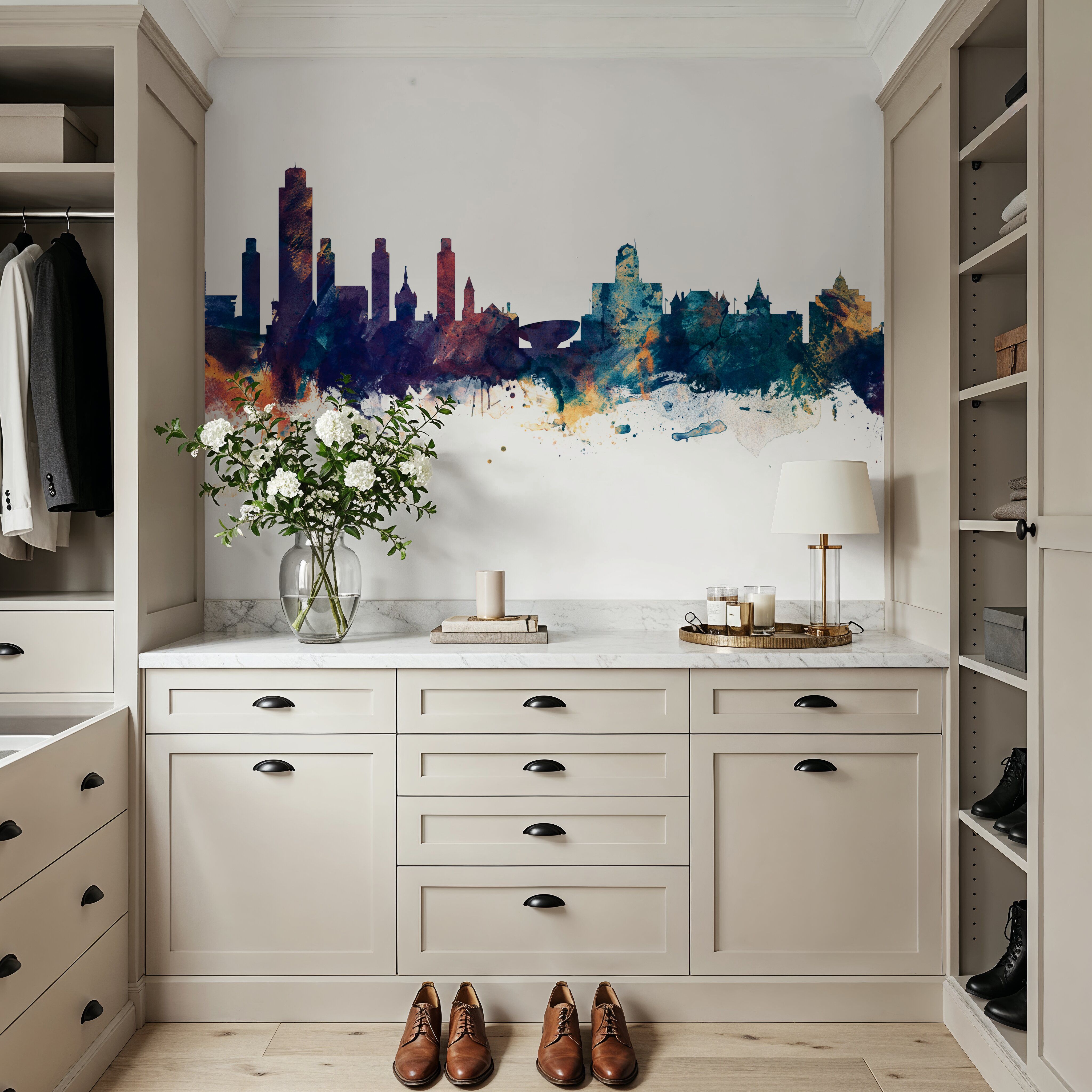 Albany New York Skyline Blue & Bronze