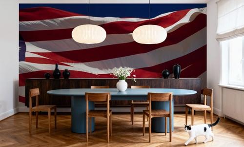 Close American Flag