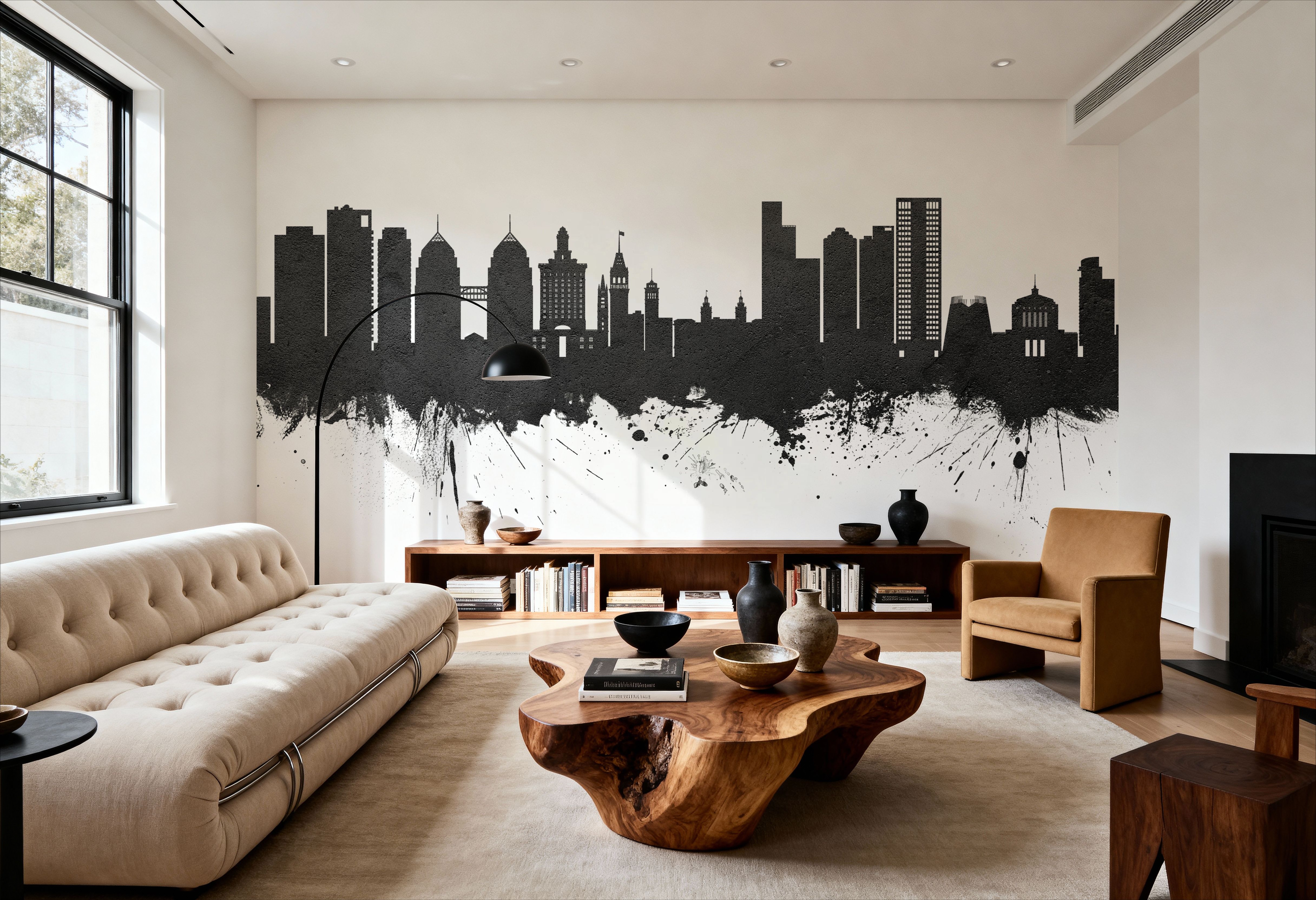 Wall Mural - Oakland California Skyline Black & White - Living room - Wallism US - Premium, Textured or Peel & Stick