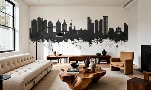 Oakland California Skyline Black & White