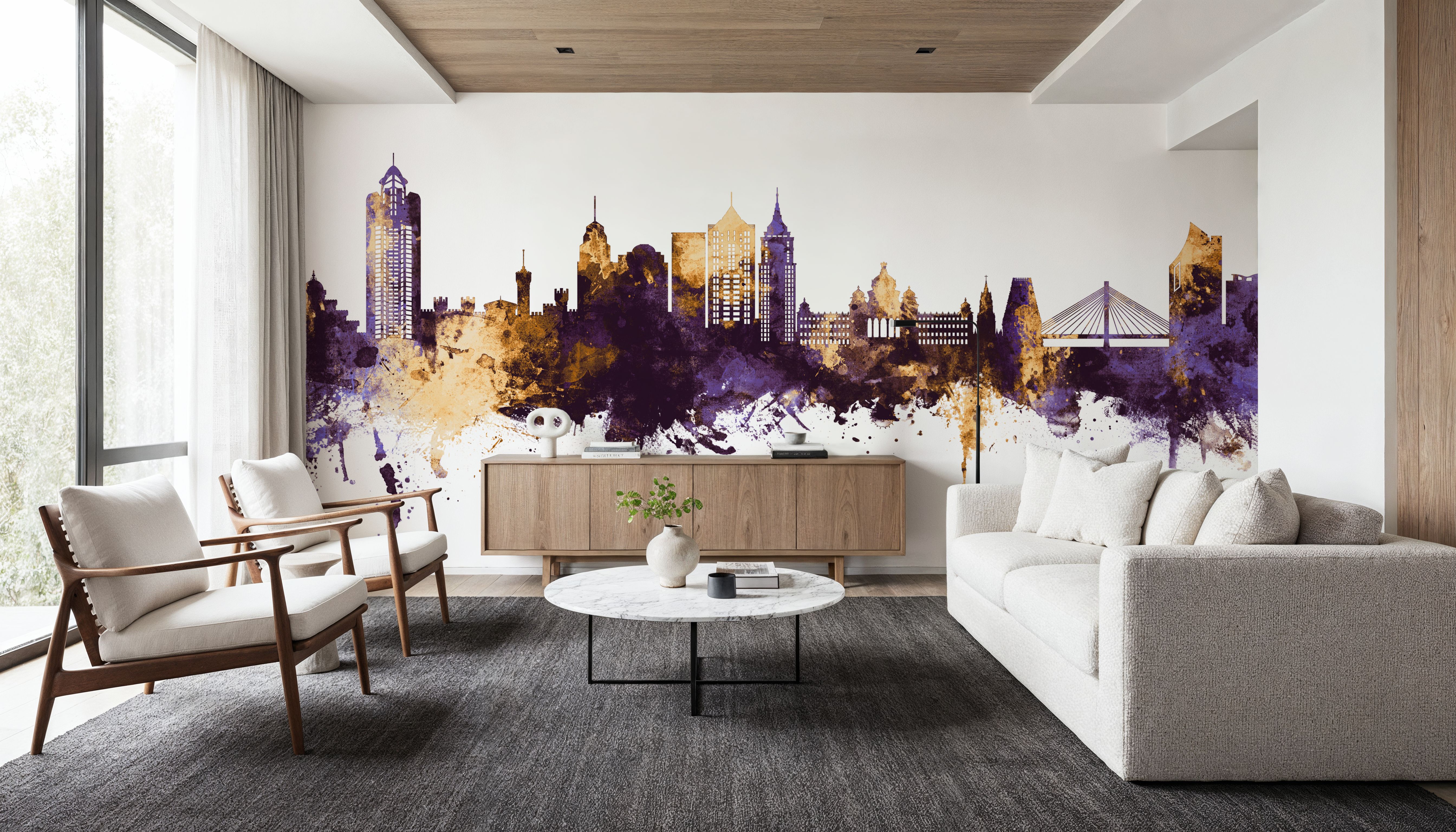 Bengaluru India Skyline Purple & Gold