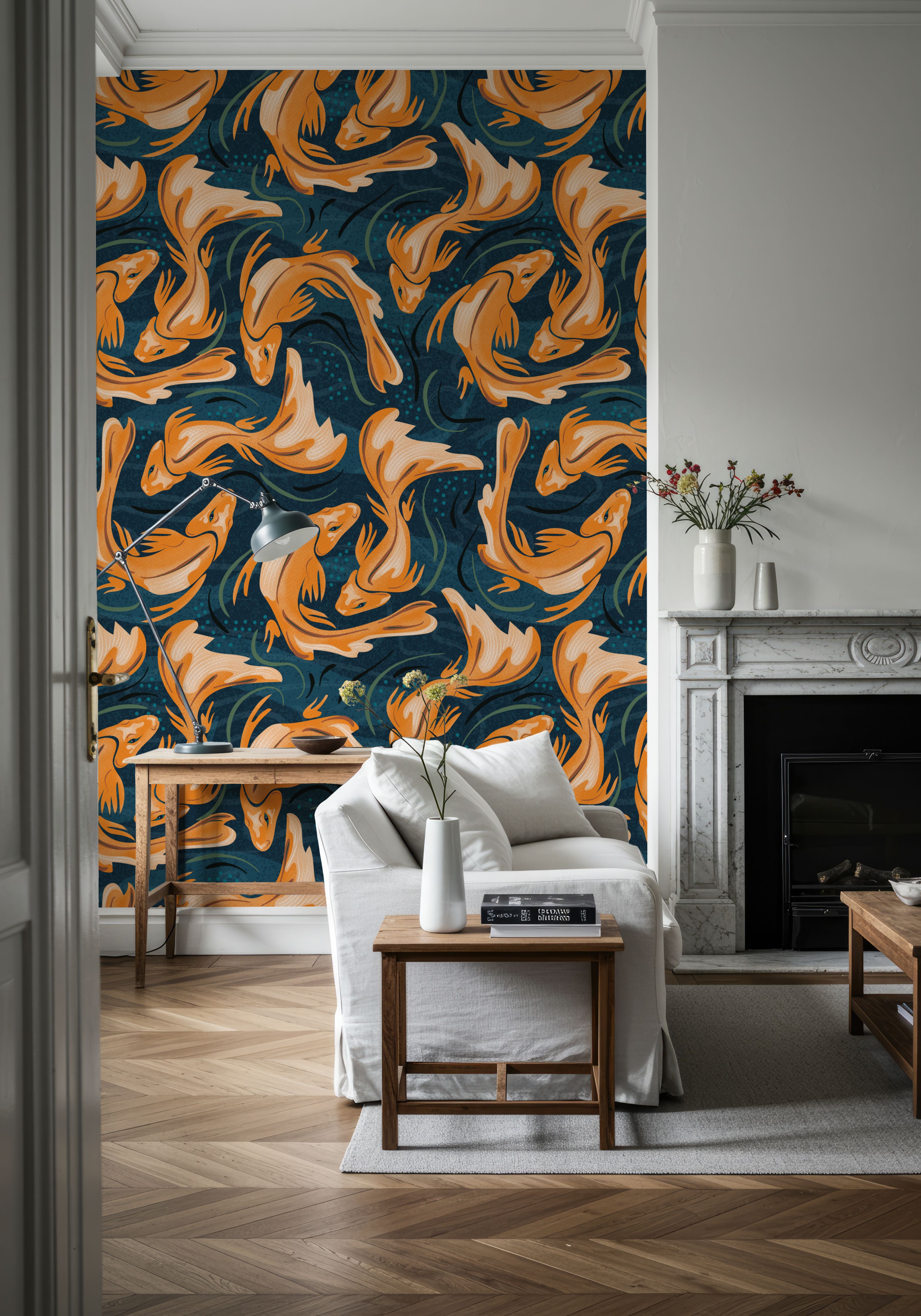 Koi Fish, Ocean Blue