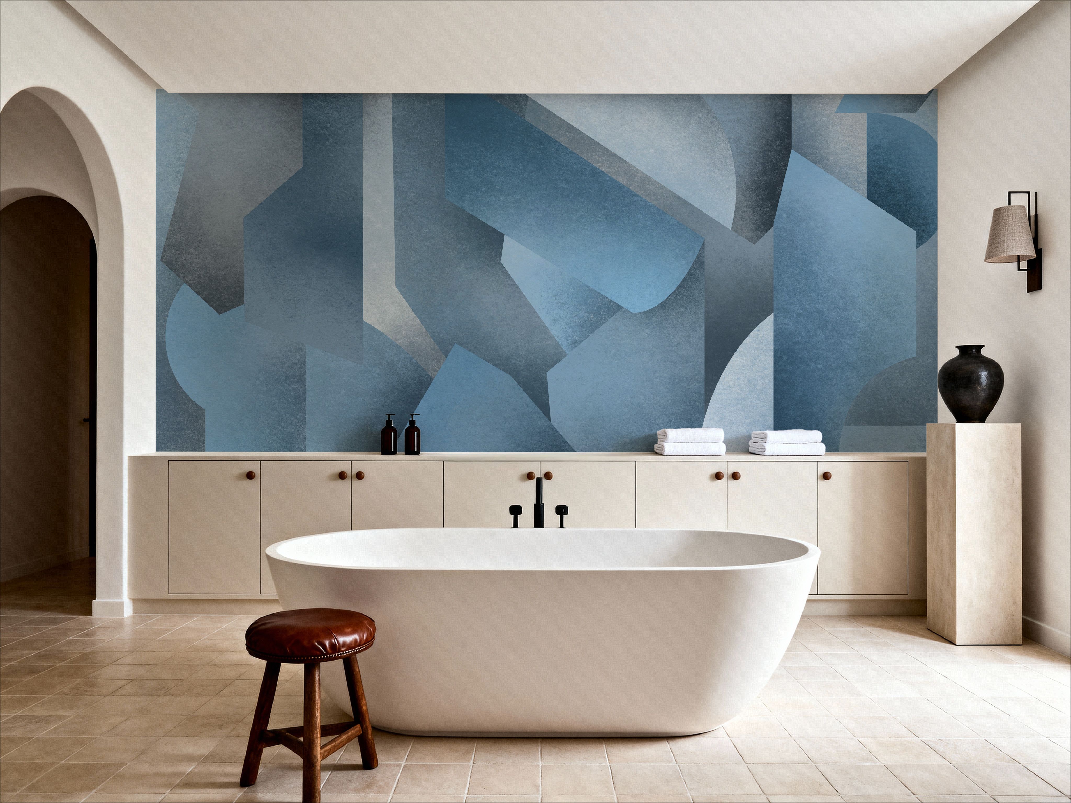 Chalky Geometrica, Blues, Wallpaper