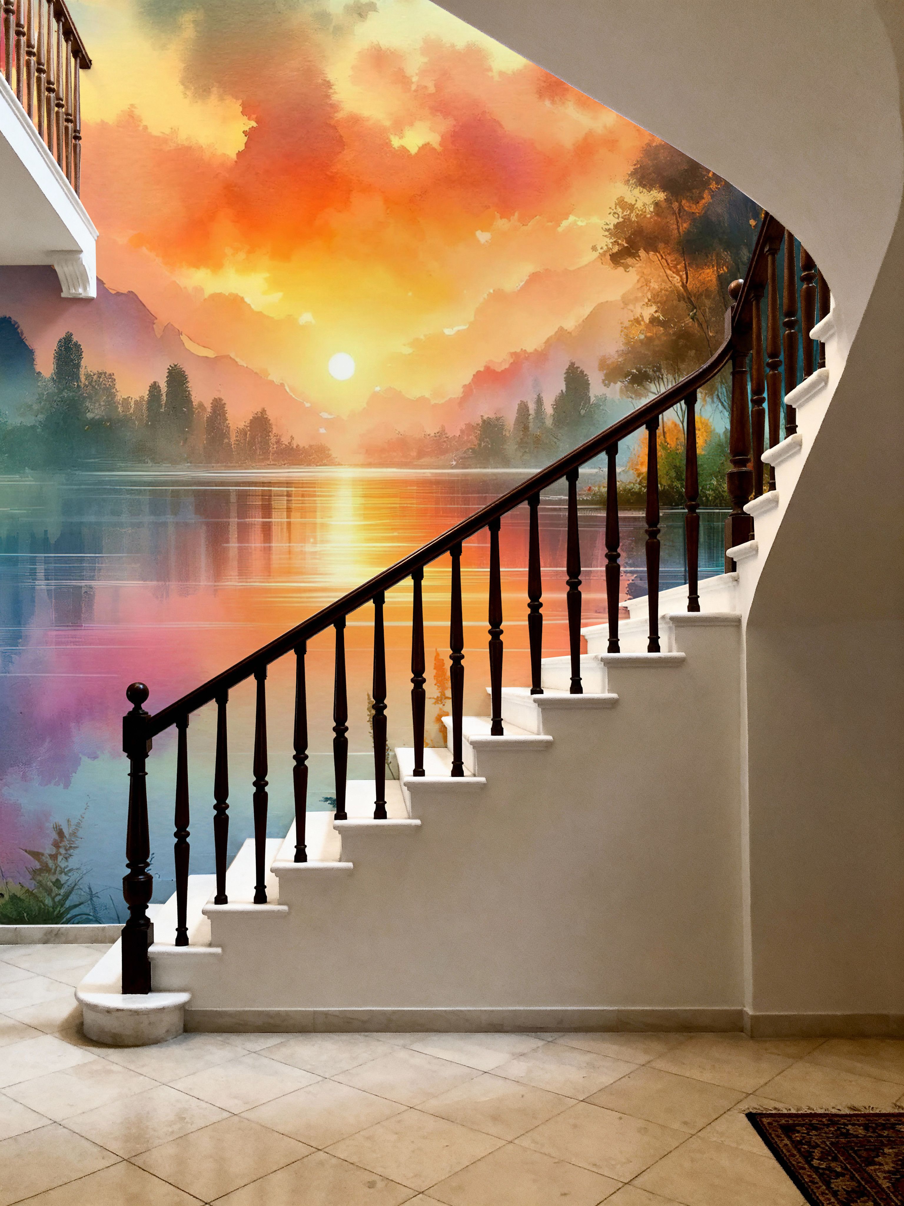 Vibrant Sunset Over Serene Lake