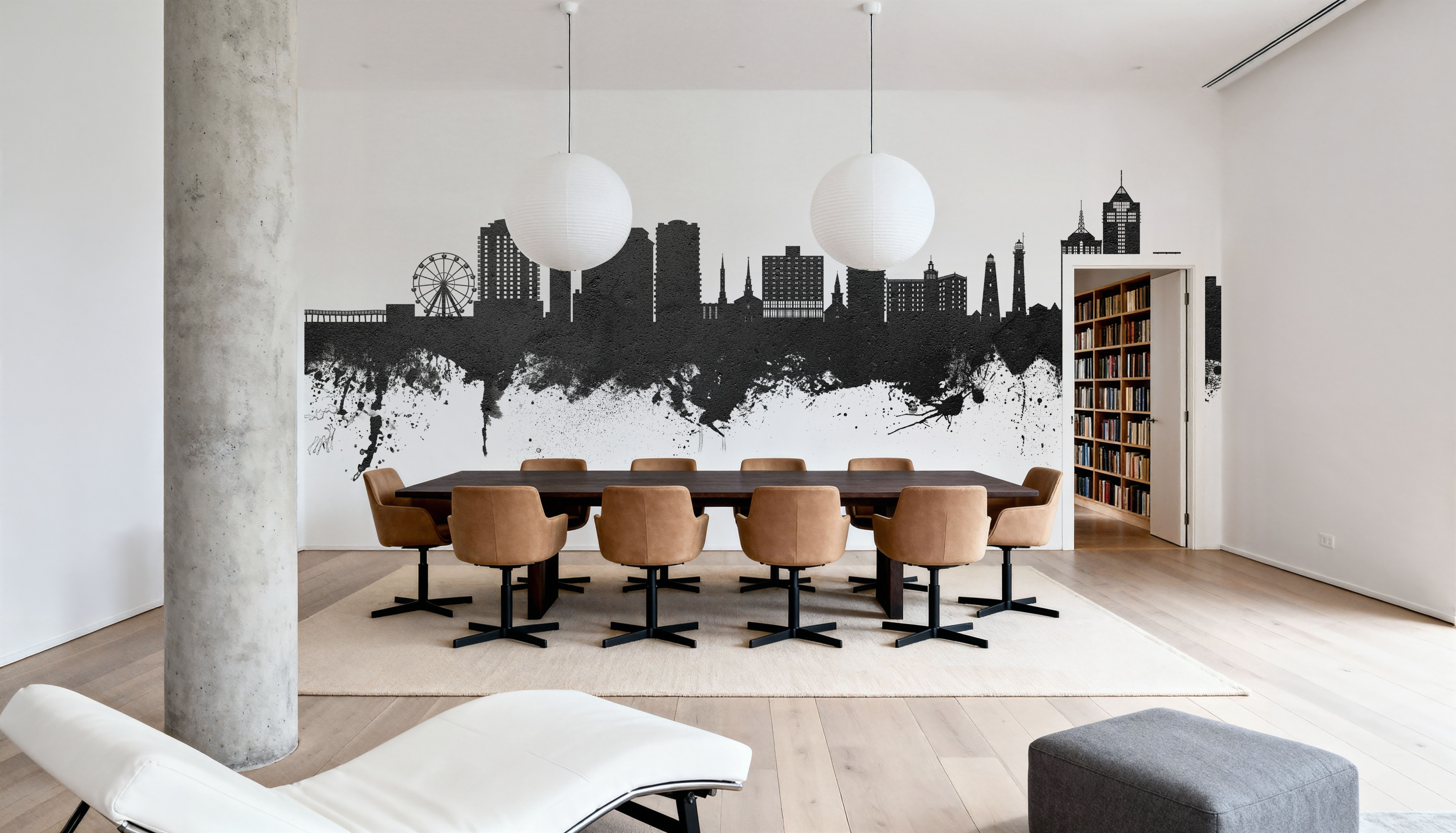 Virginia Beach Skyline Black & White