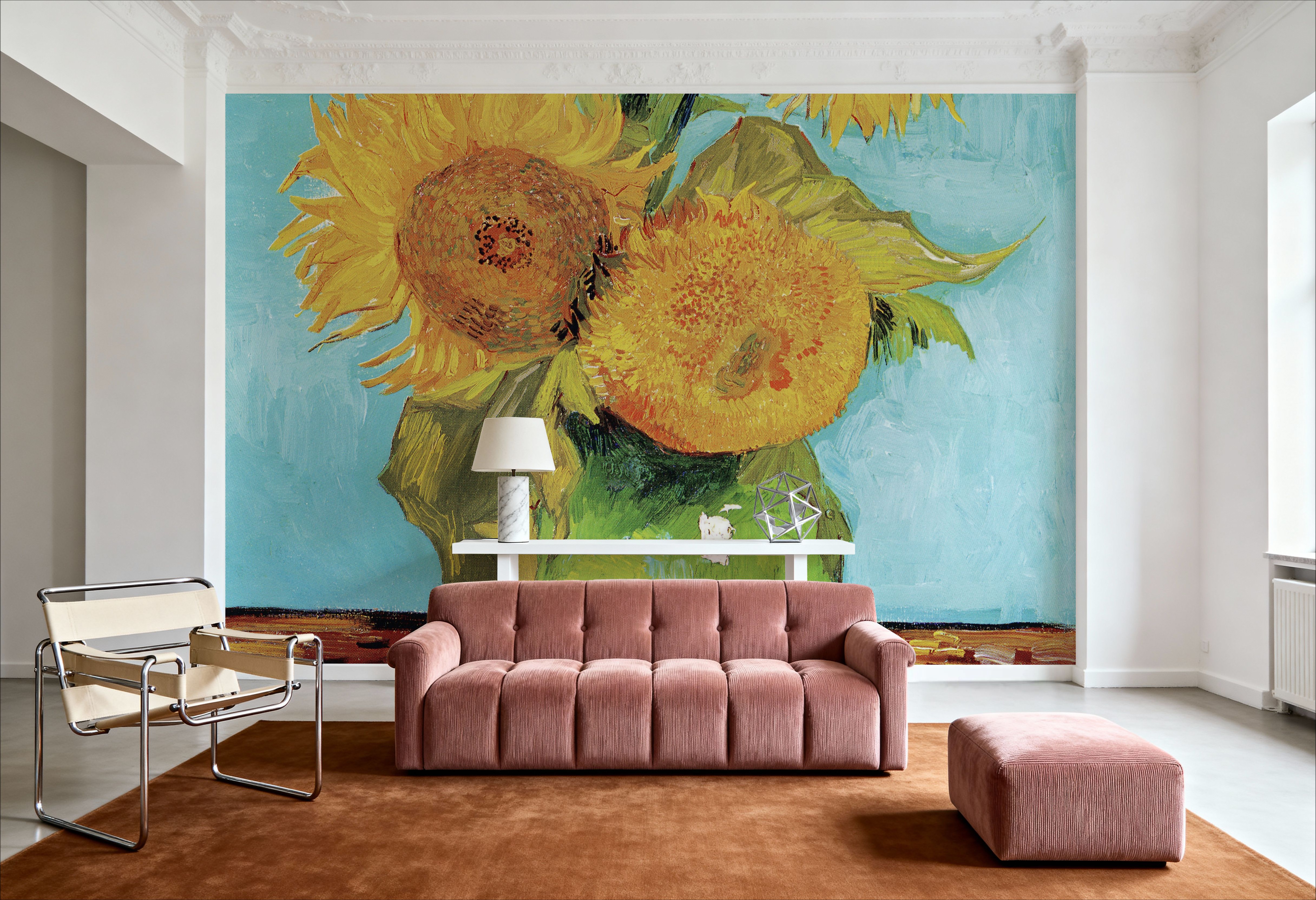 Vase with Three Sunflowers, Wallpaper