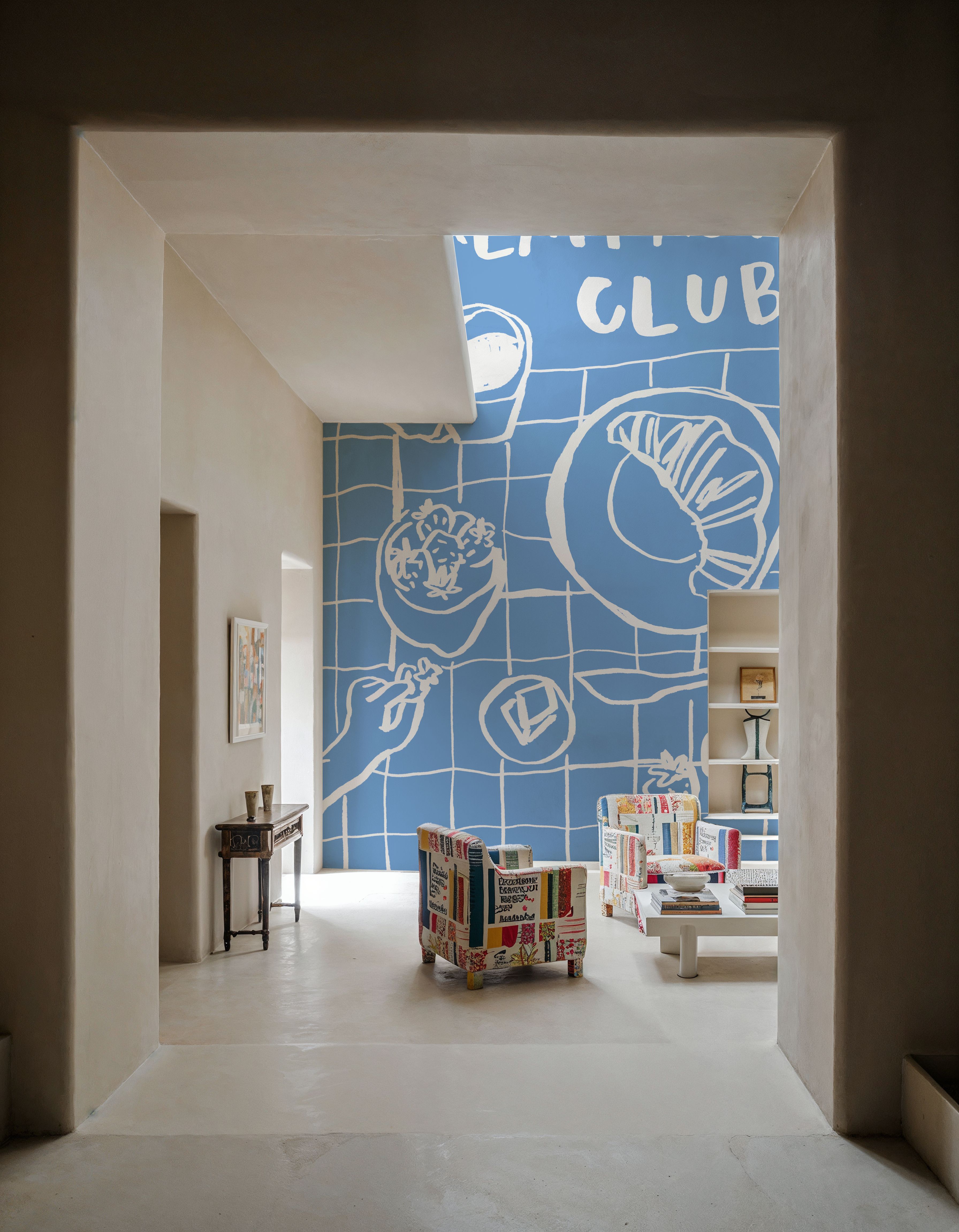 Breakfast Doodles III Blue