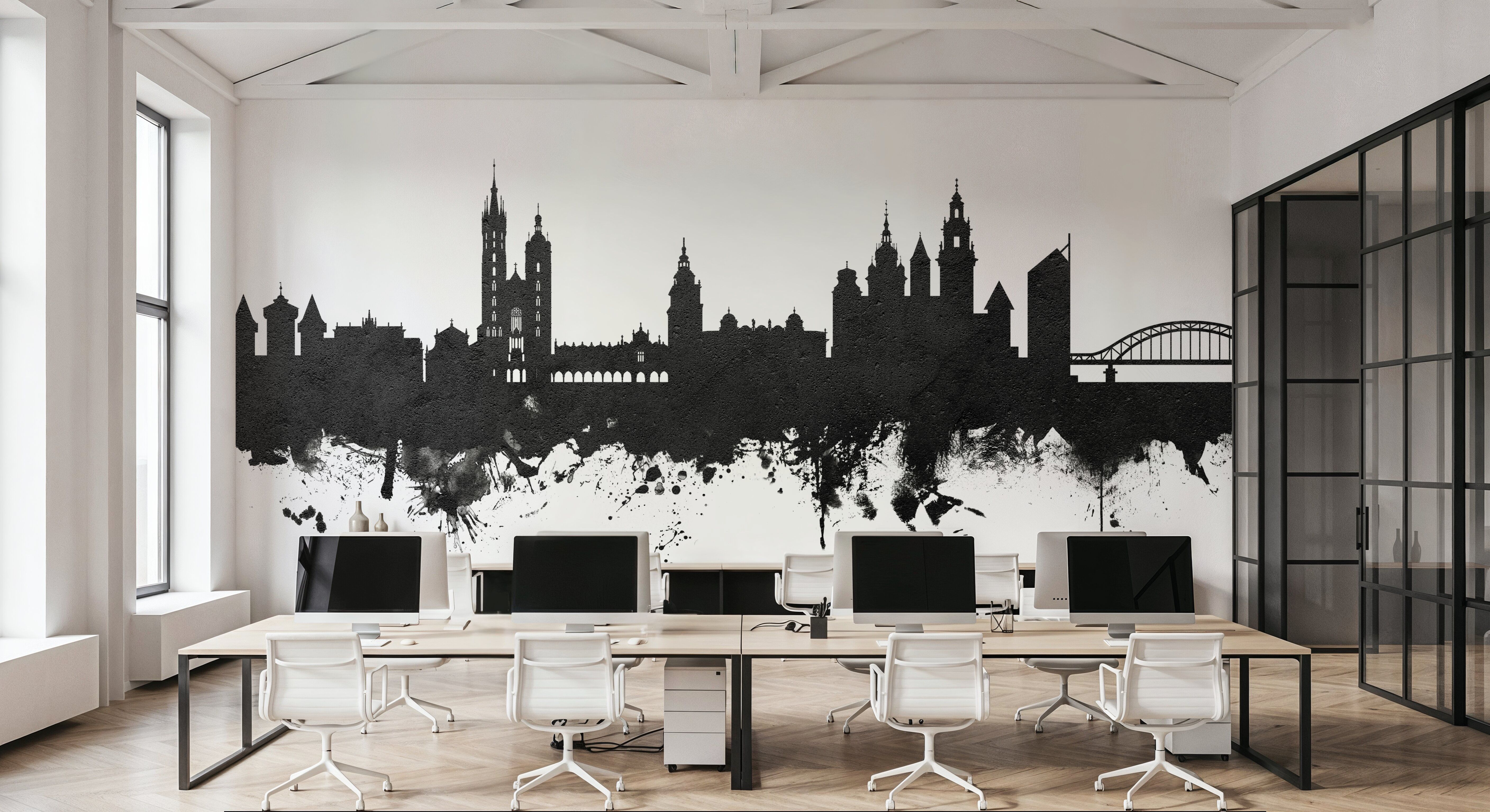Krakow Skyline Black & White
