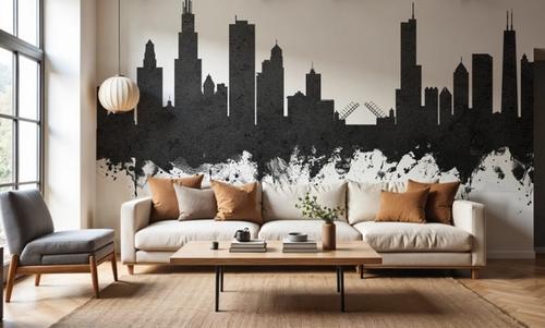 Chicago Illinois Skyline Black & White
