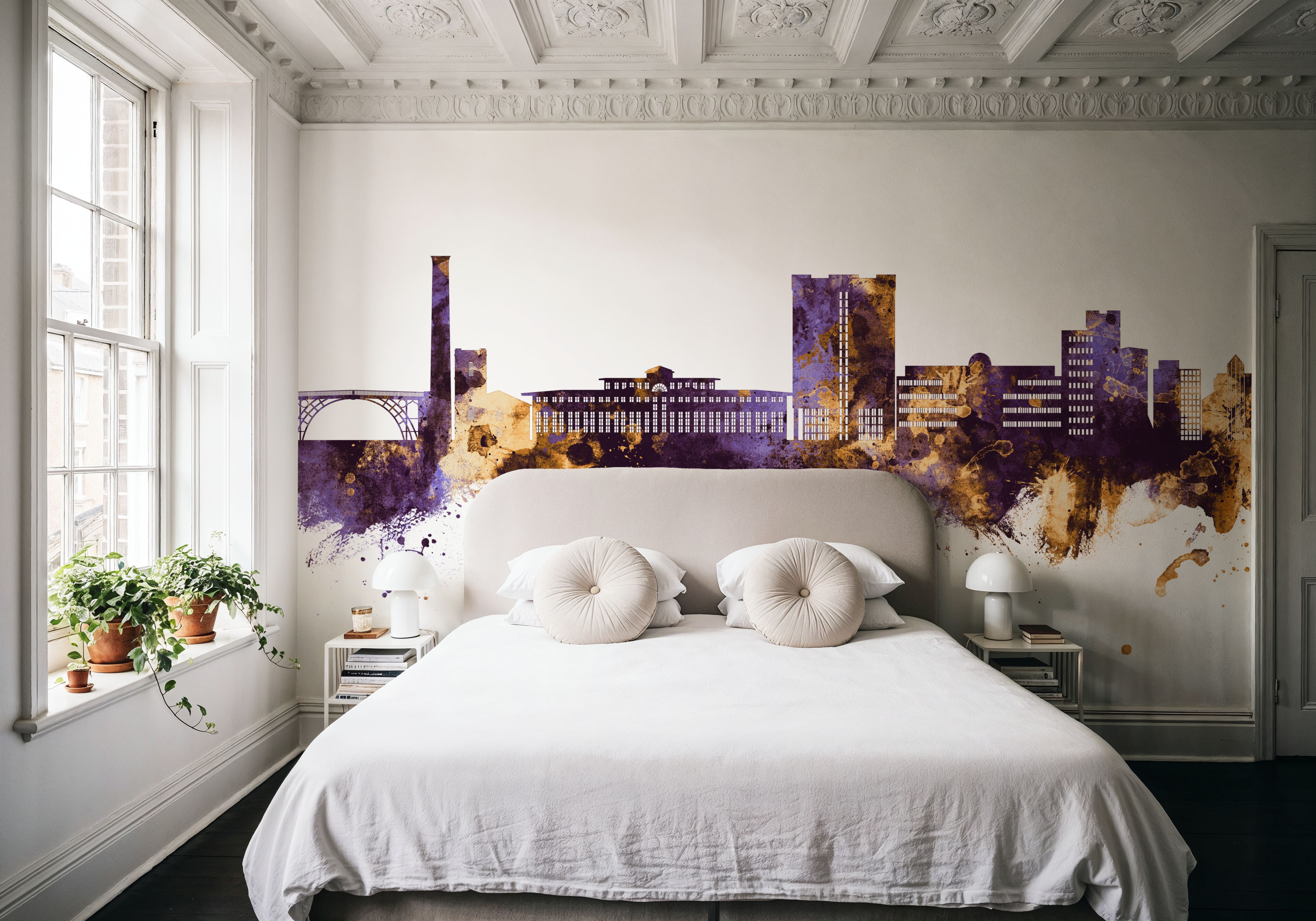 Telford England Skyline Purple & Gold, Tapeten