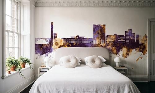 Telford England Skyline Purple & Gold