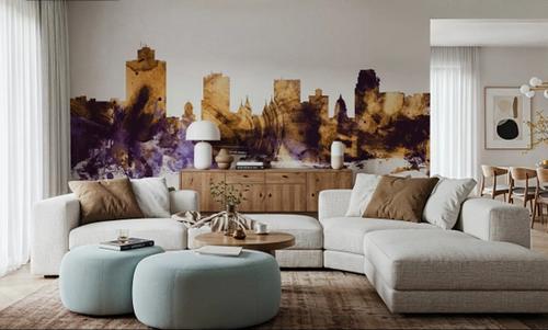 Salt Lake City Utah Skyline Purple & Gold