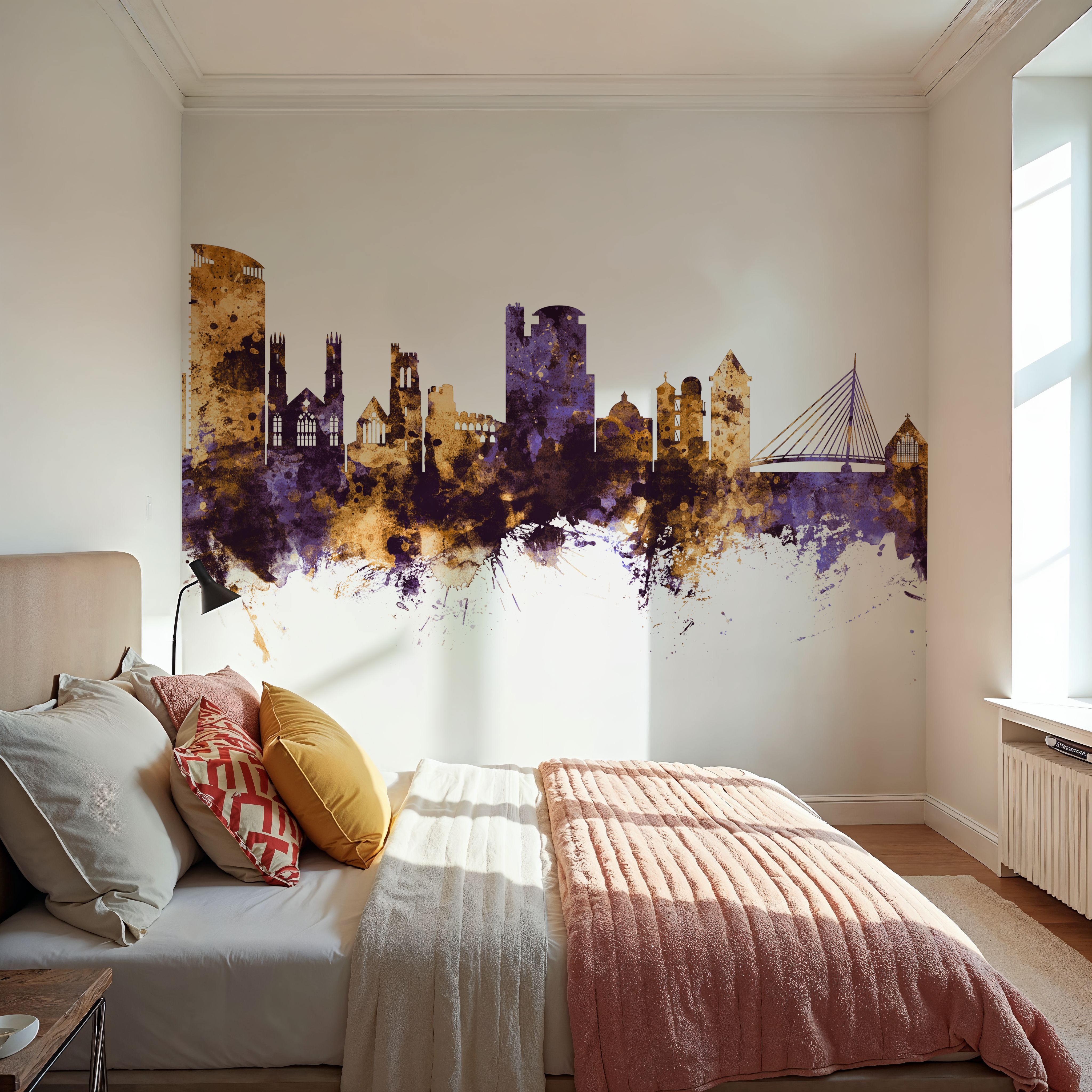 Swansea Wales Skyline Purple & Gold