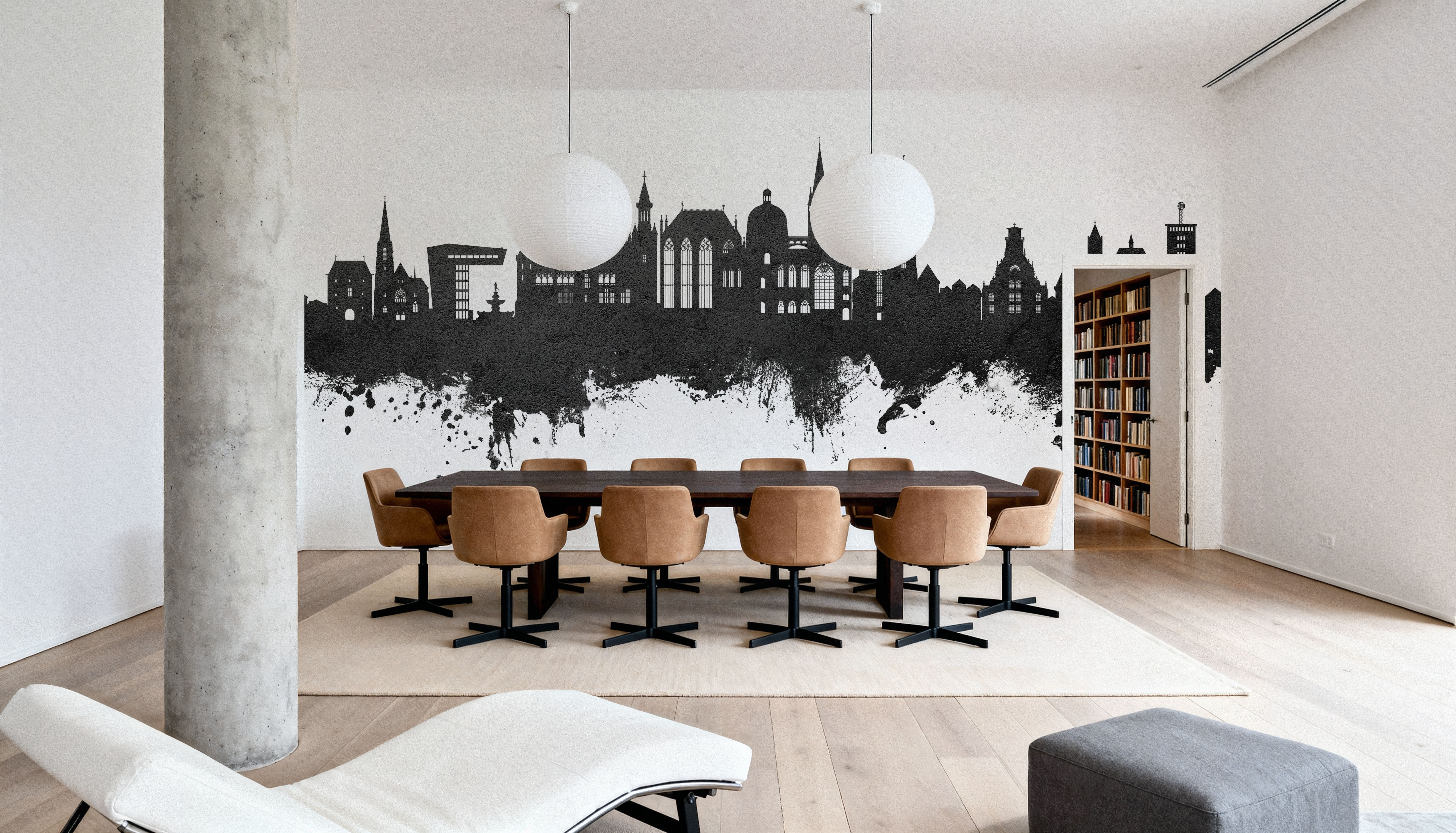 Aachen Germany Skyline Black & White