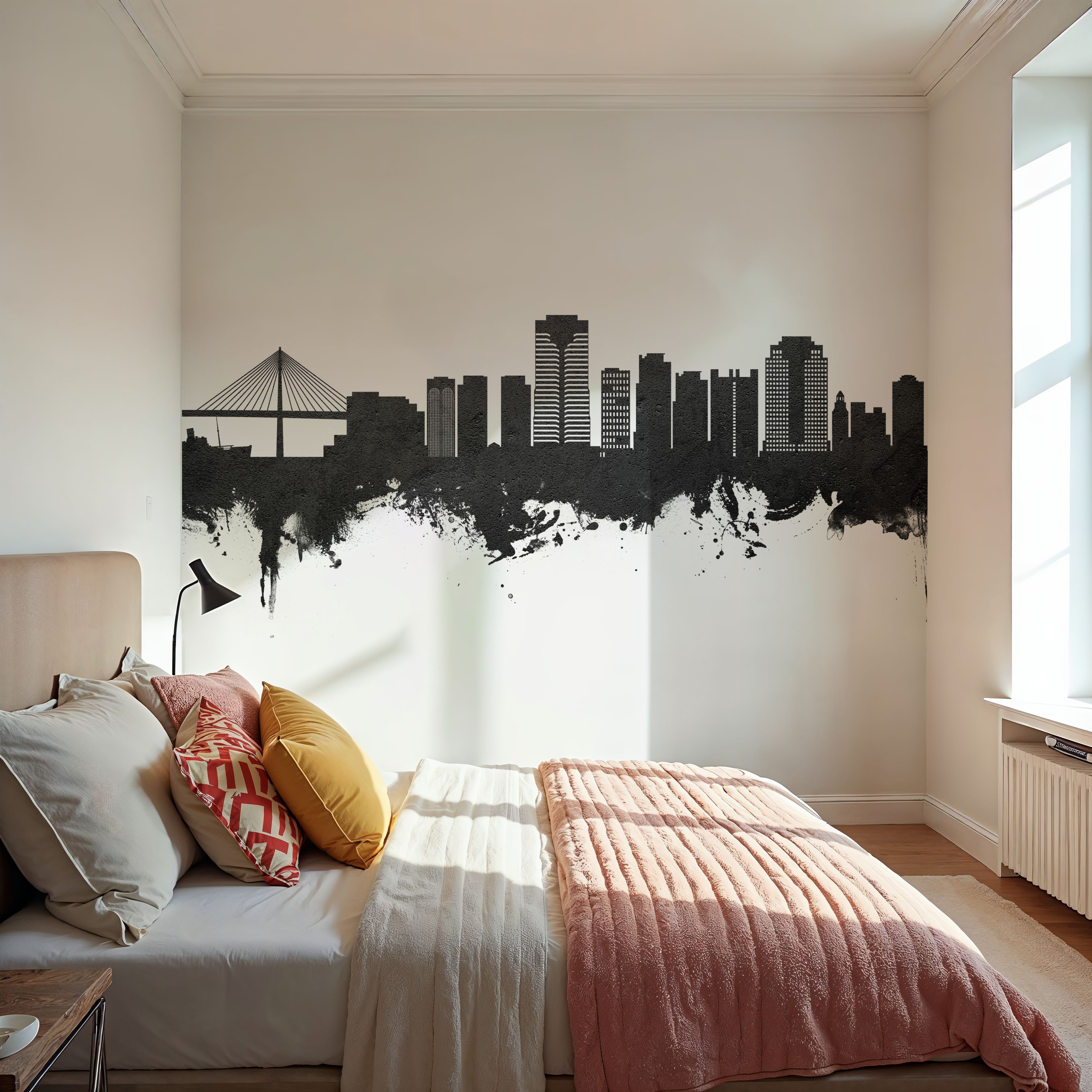 Long Beach California Skyline Black & White