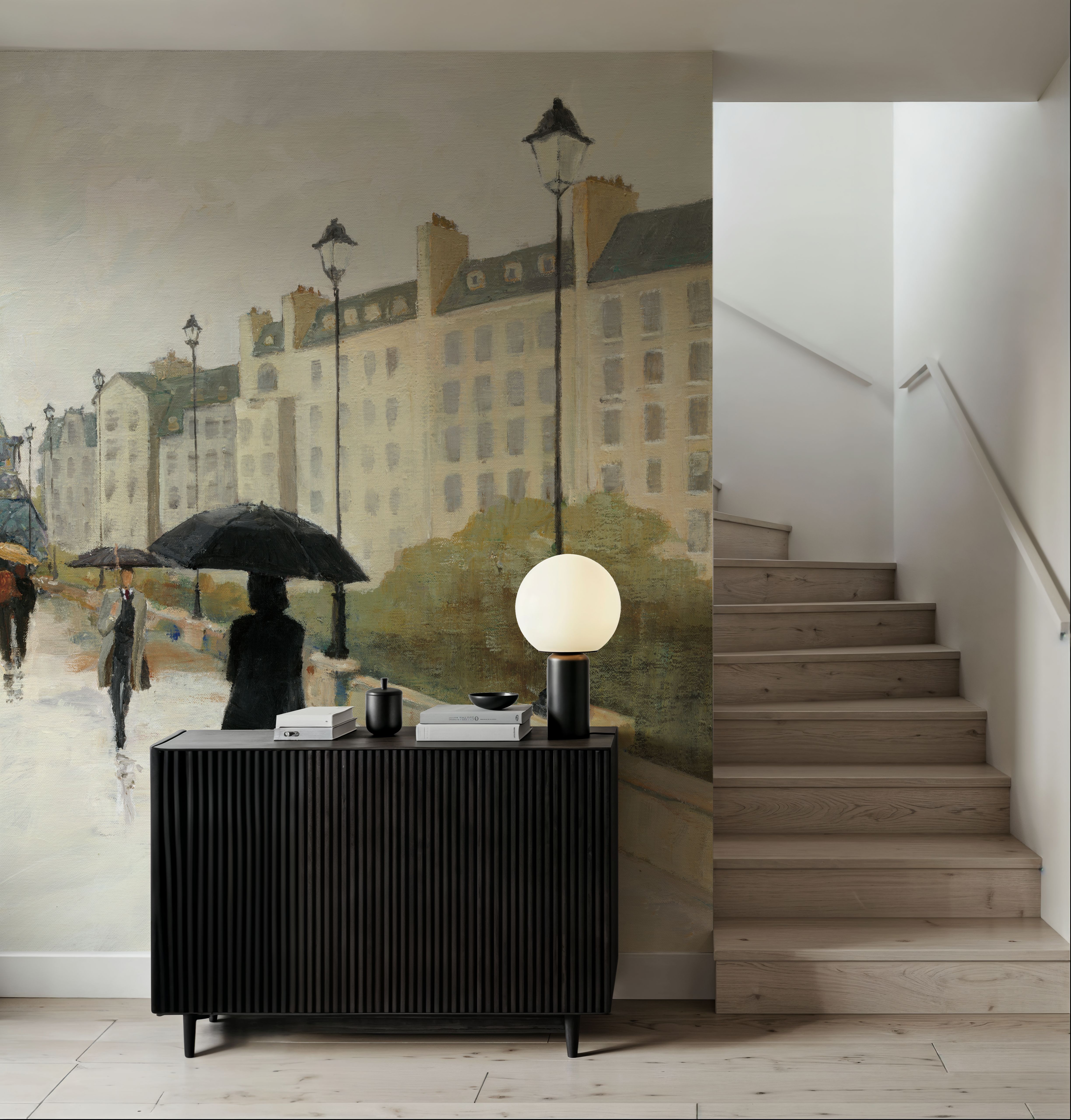 Eiffel in the Rain Marsala Umbrella