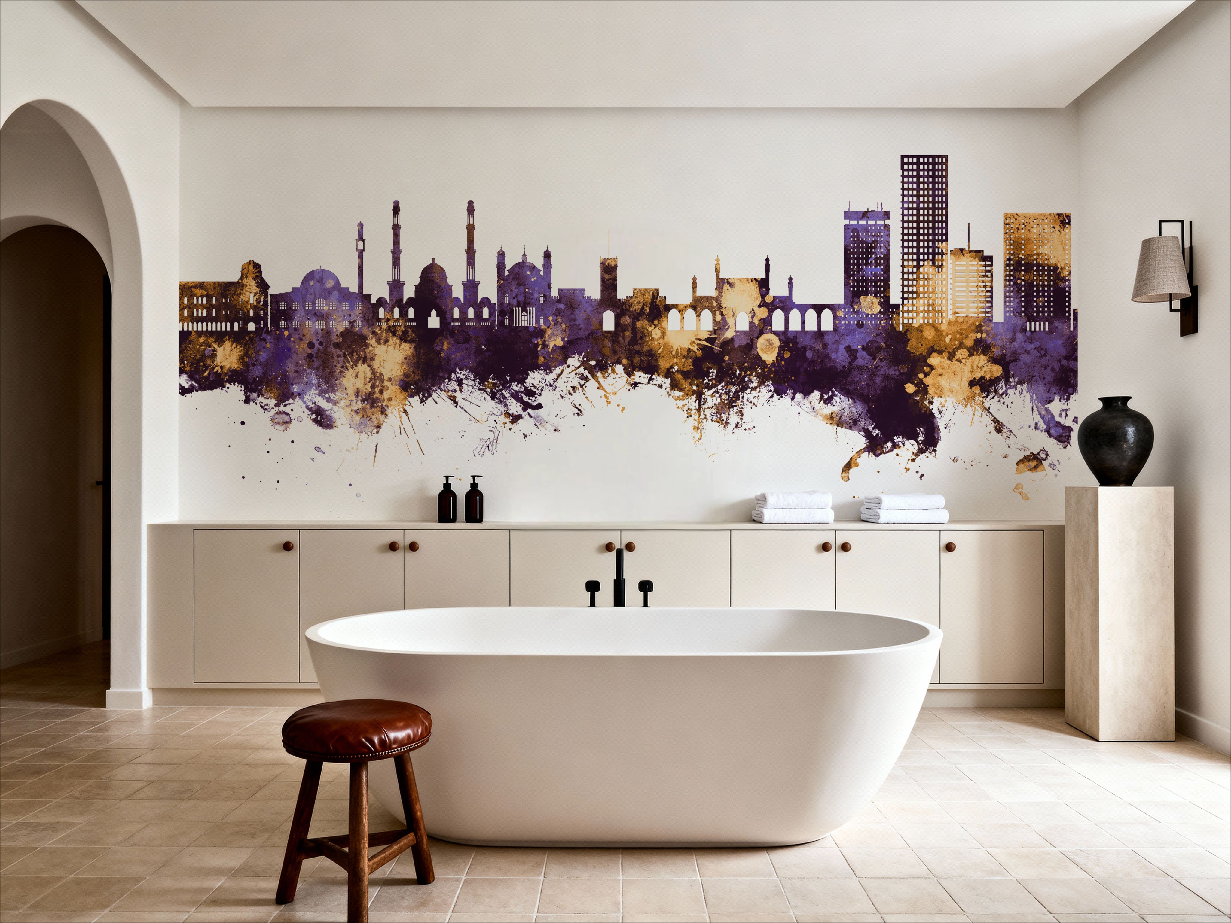 Kabul Afghanistan Skyline Purple & Gold