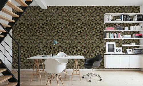 Floral Damask & Bows, Beige