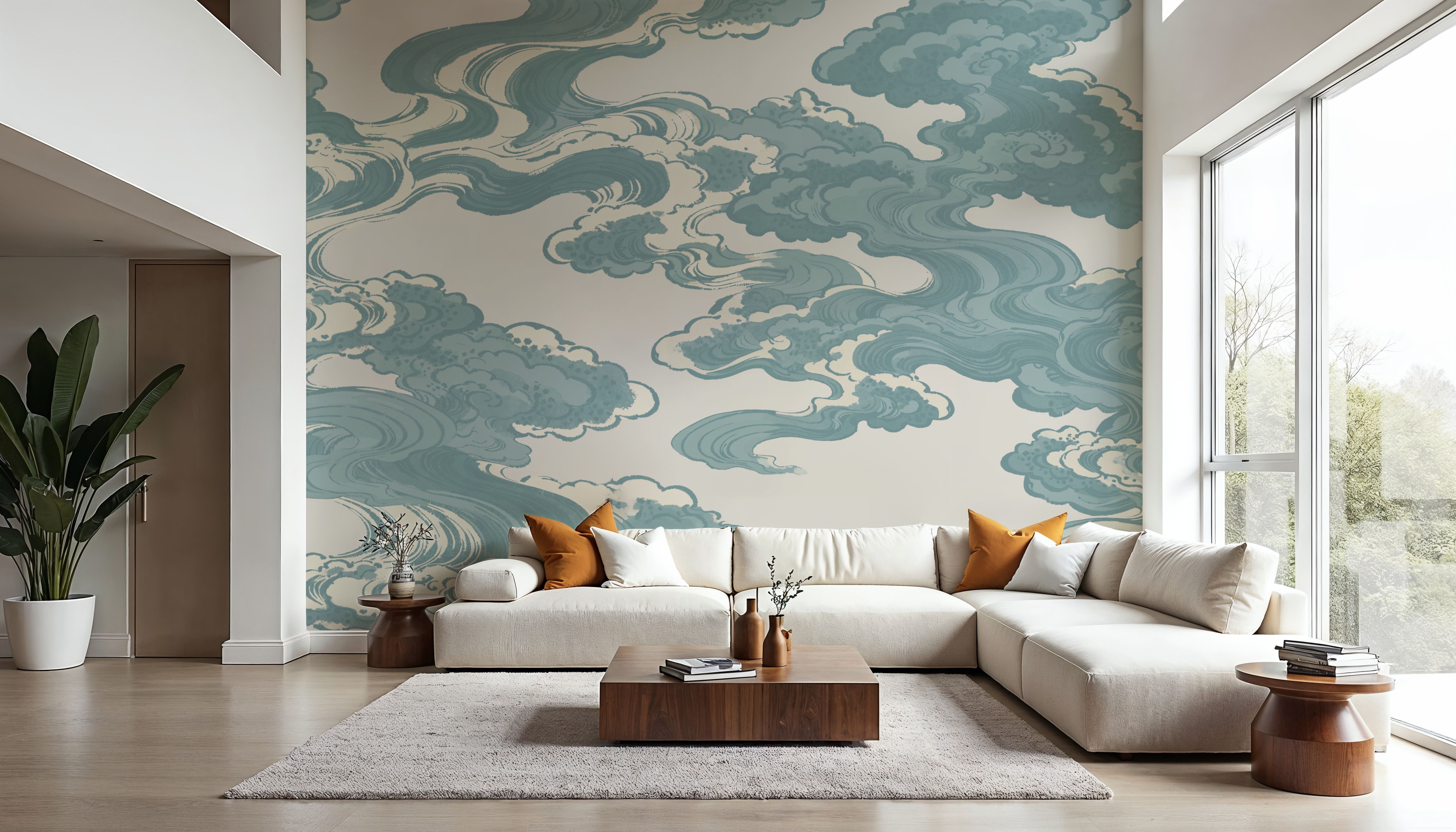 Ukiyo-e Clouds, Soft Teal