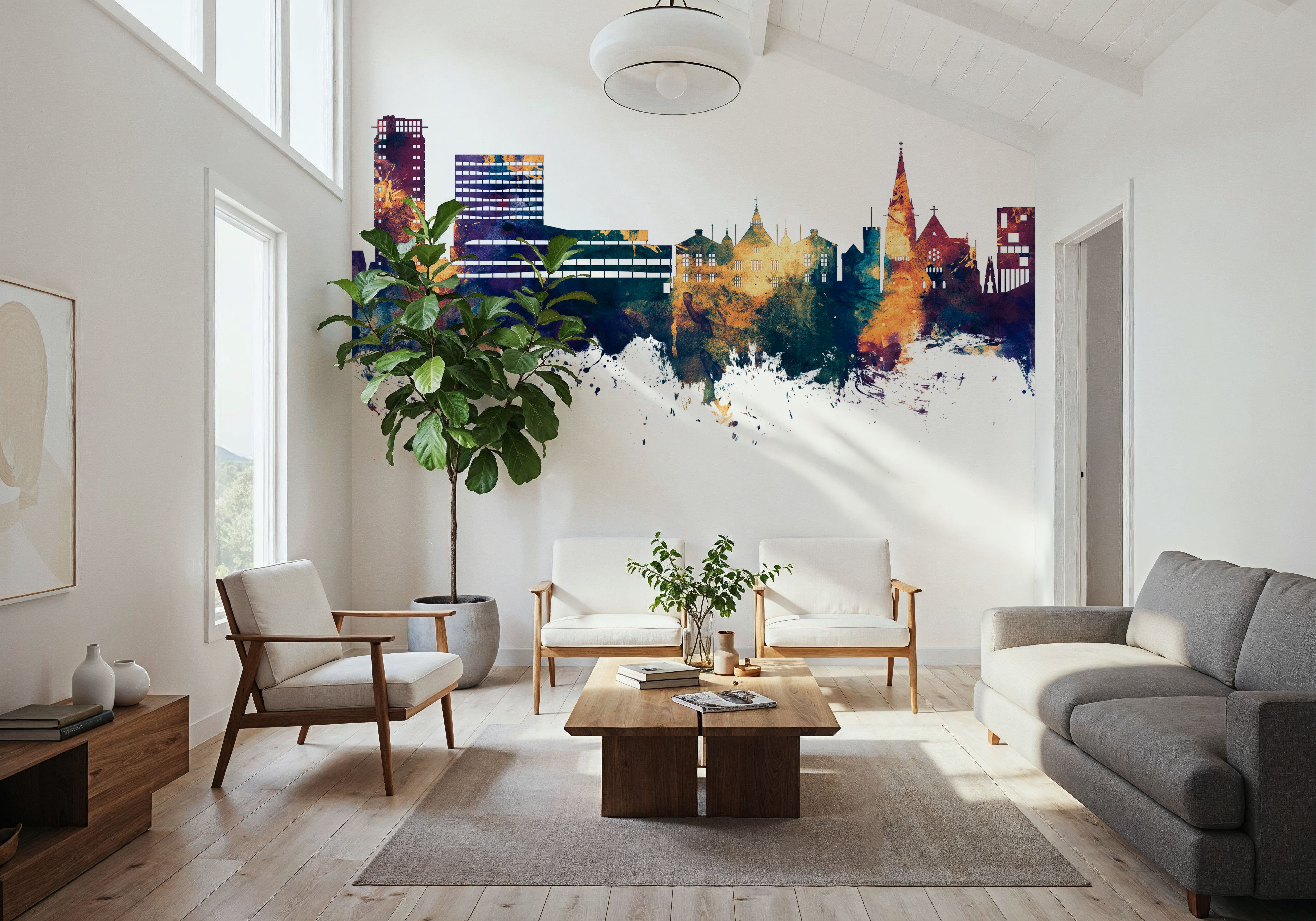 Umeå Skyline Blue & Bronze, Tapeten