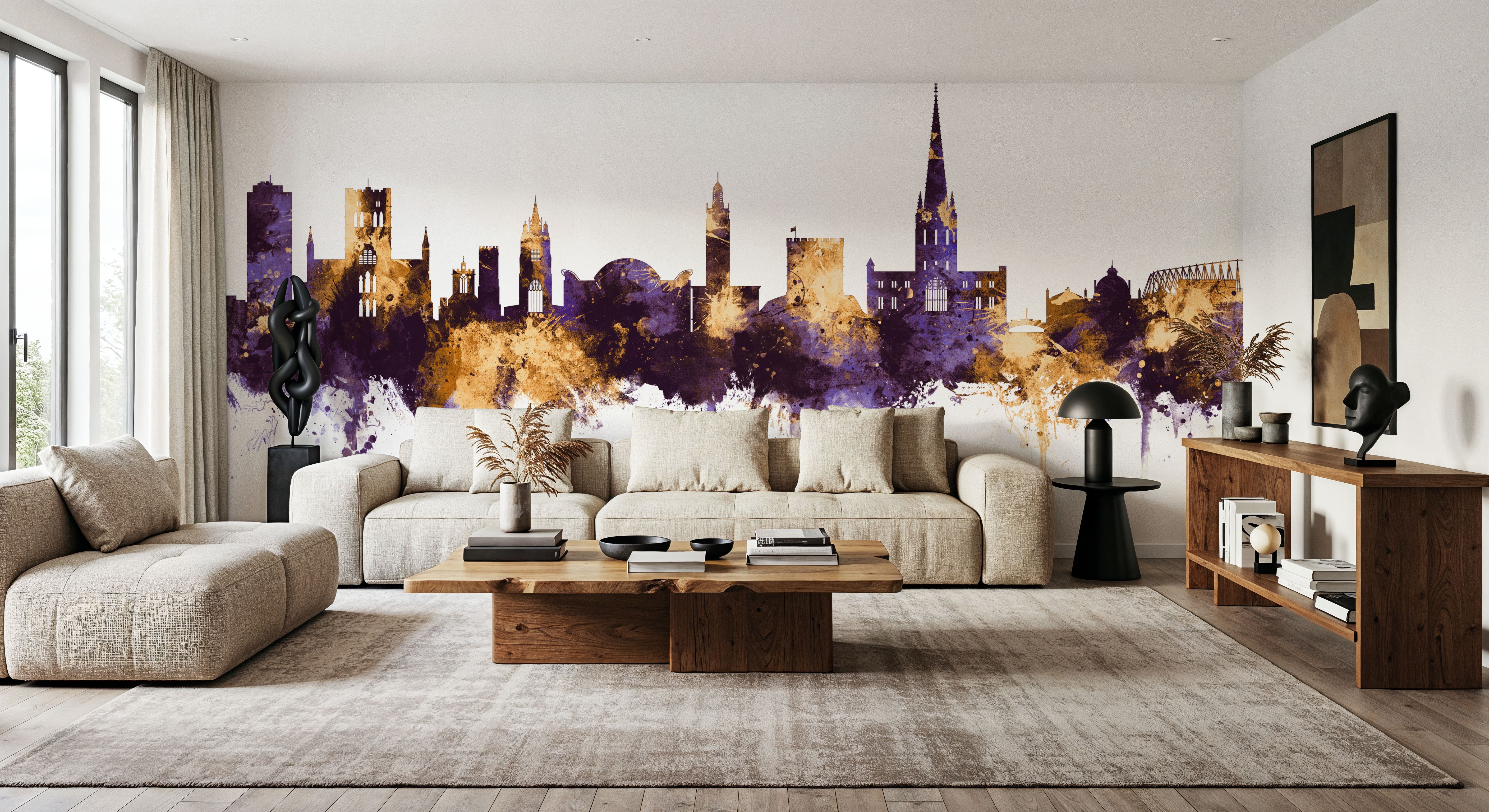 Norwich England Skyline Purple & Gold