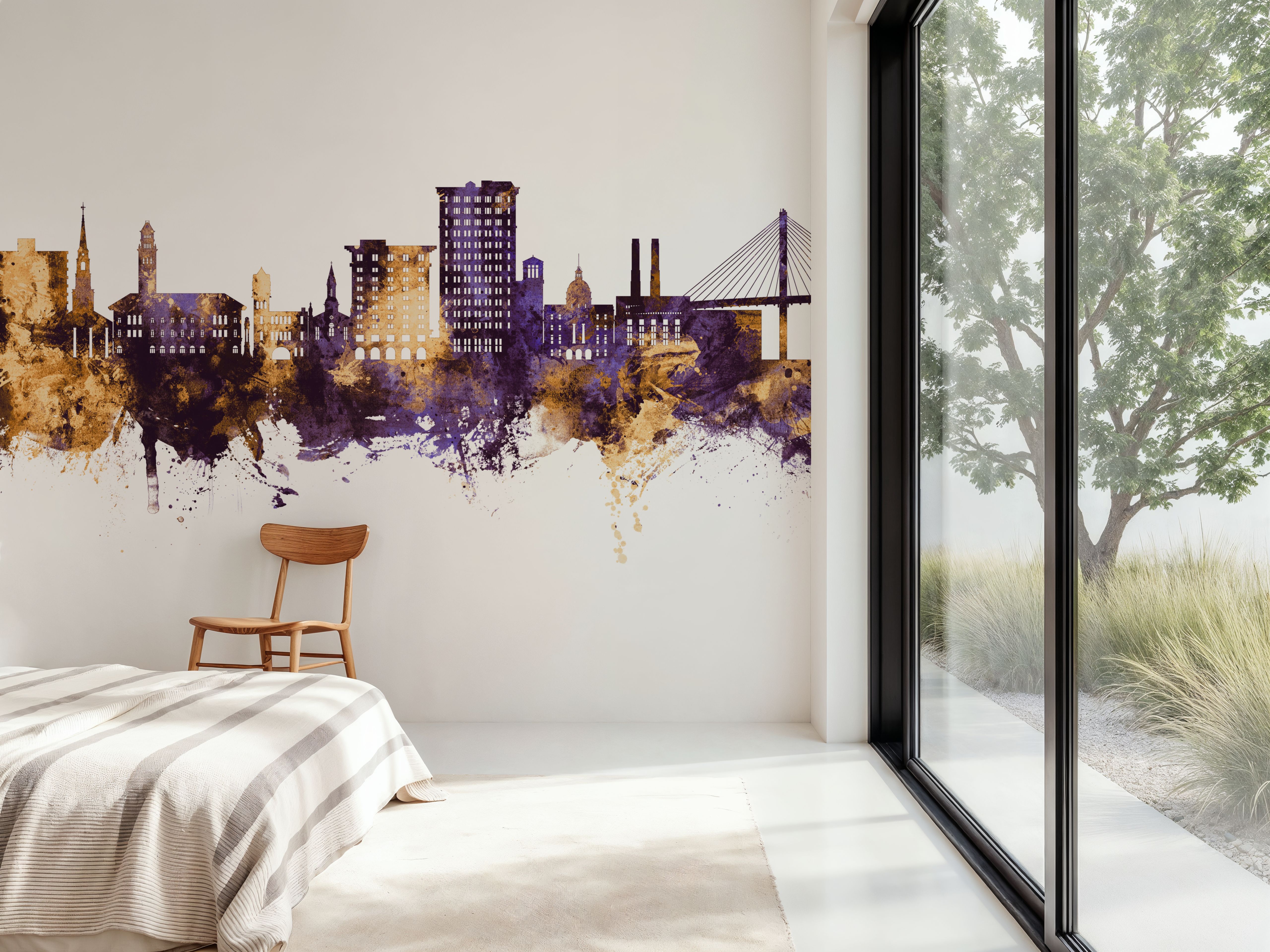 Savannah Georgia Skyline Purple & Gold