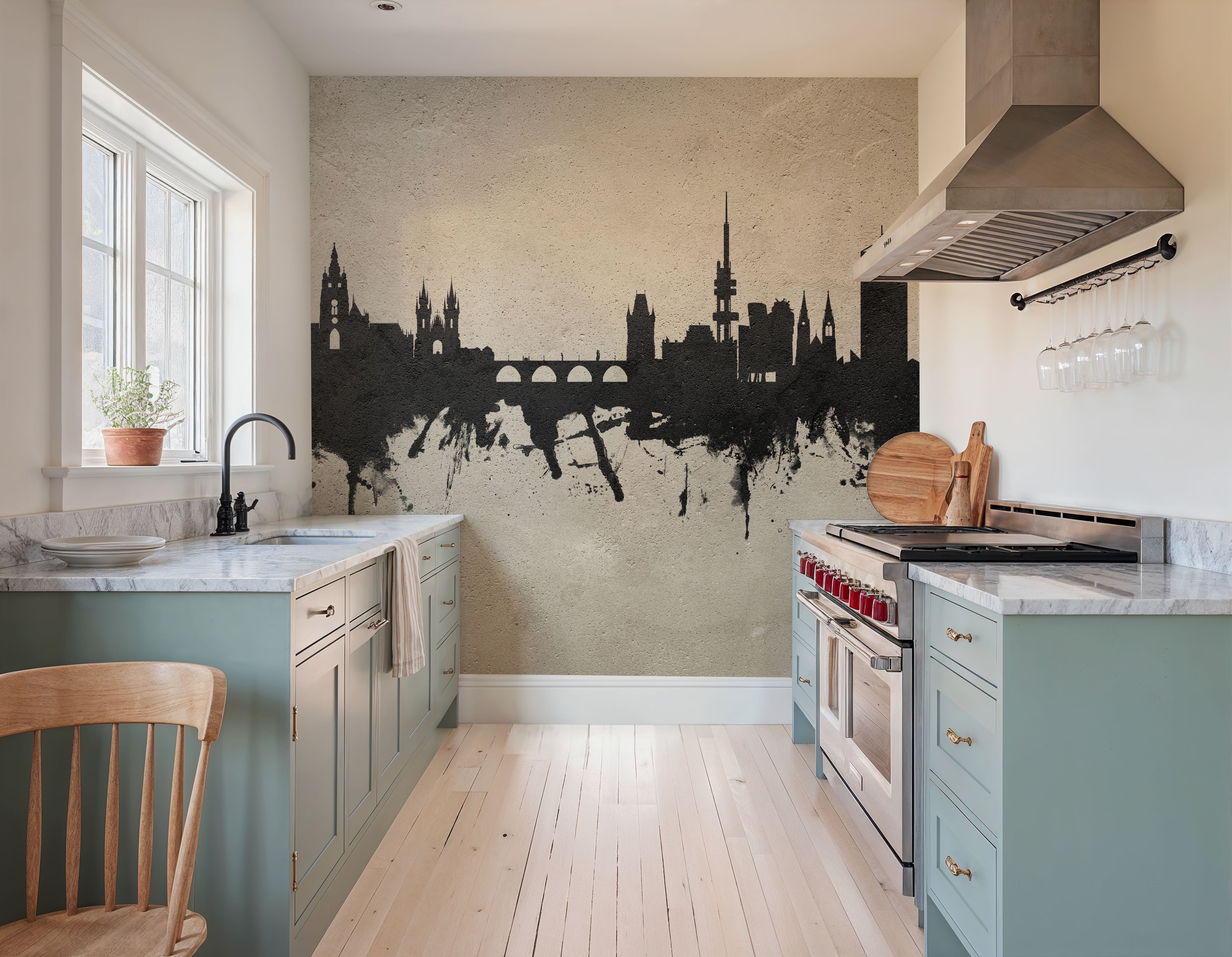 Prague (Praha) Czech Republic Skyline Concrete, Carte da parati