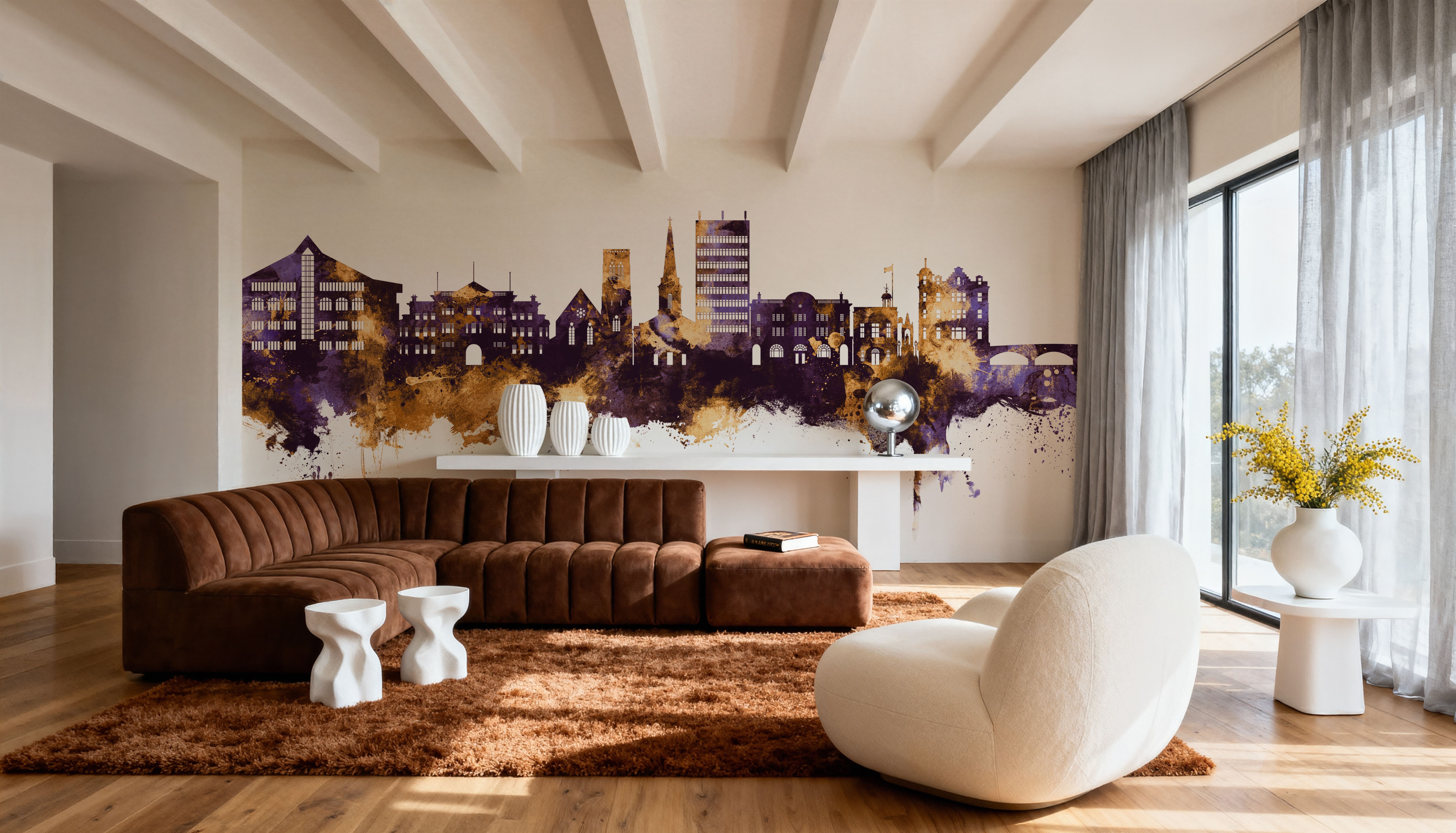 Maidstone England Skyline Purple & Gold