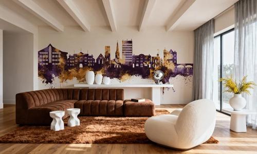 Maidstone England Skyline Purple & Gold