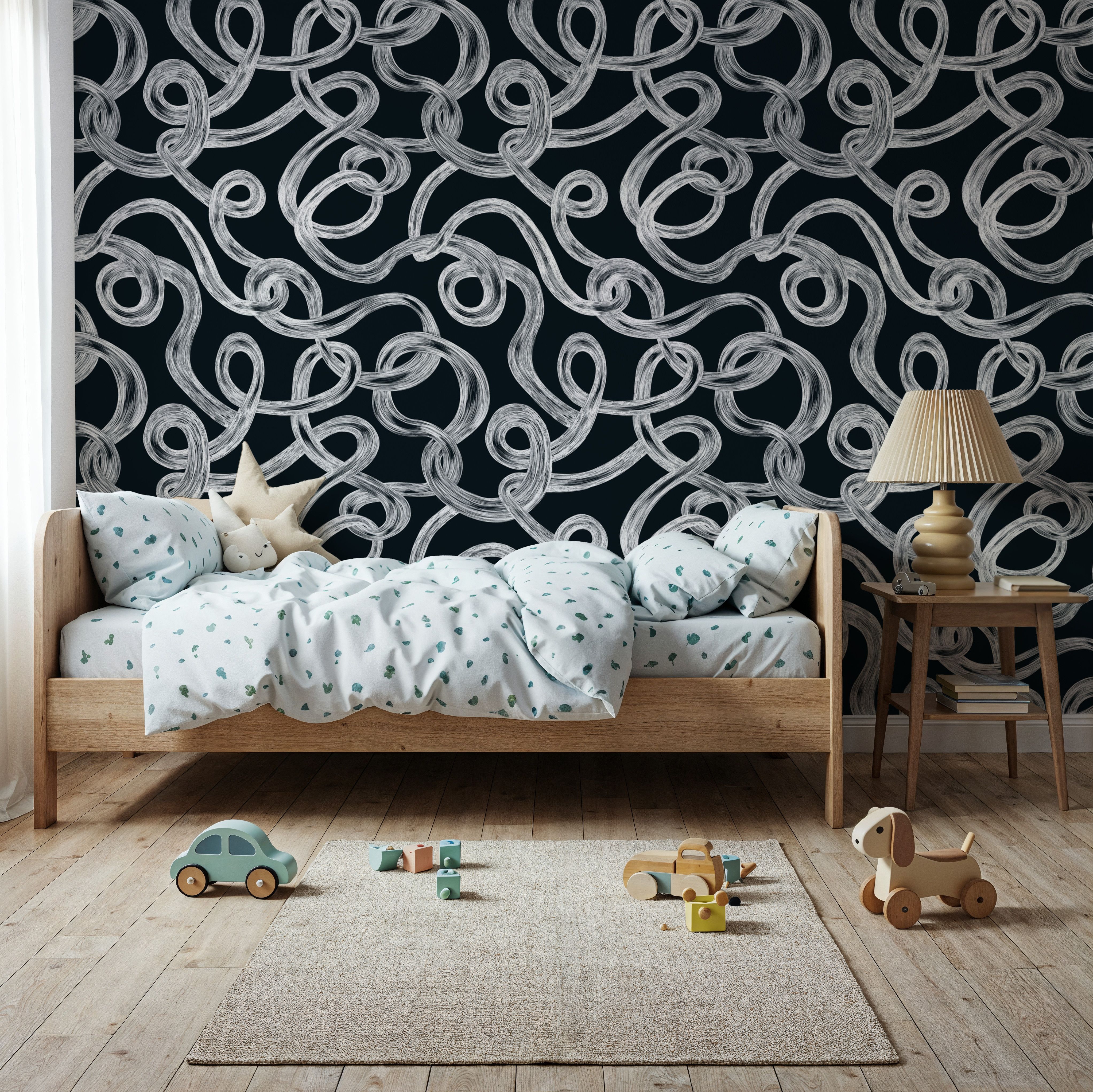 Swirl, White on Black
