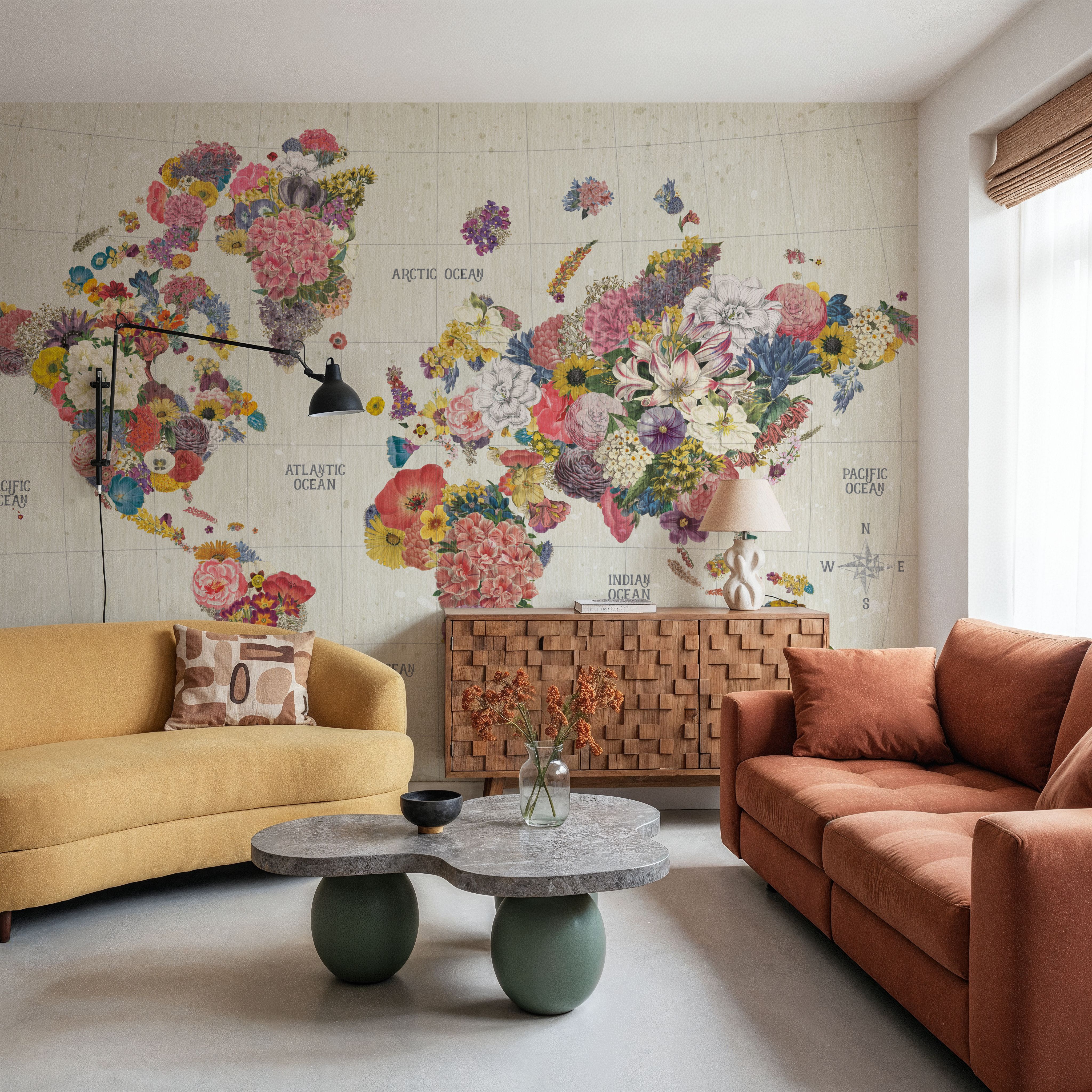 Botanical Floral Map Light Words