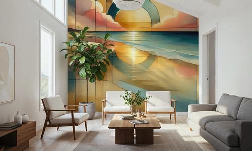 Golden Sunset Vista in Art Deco
