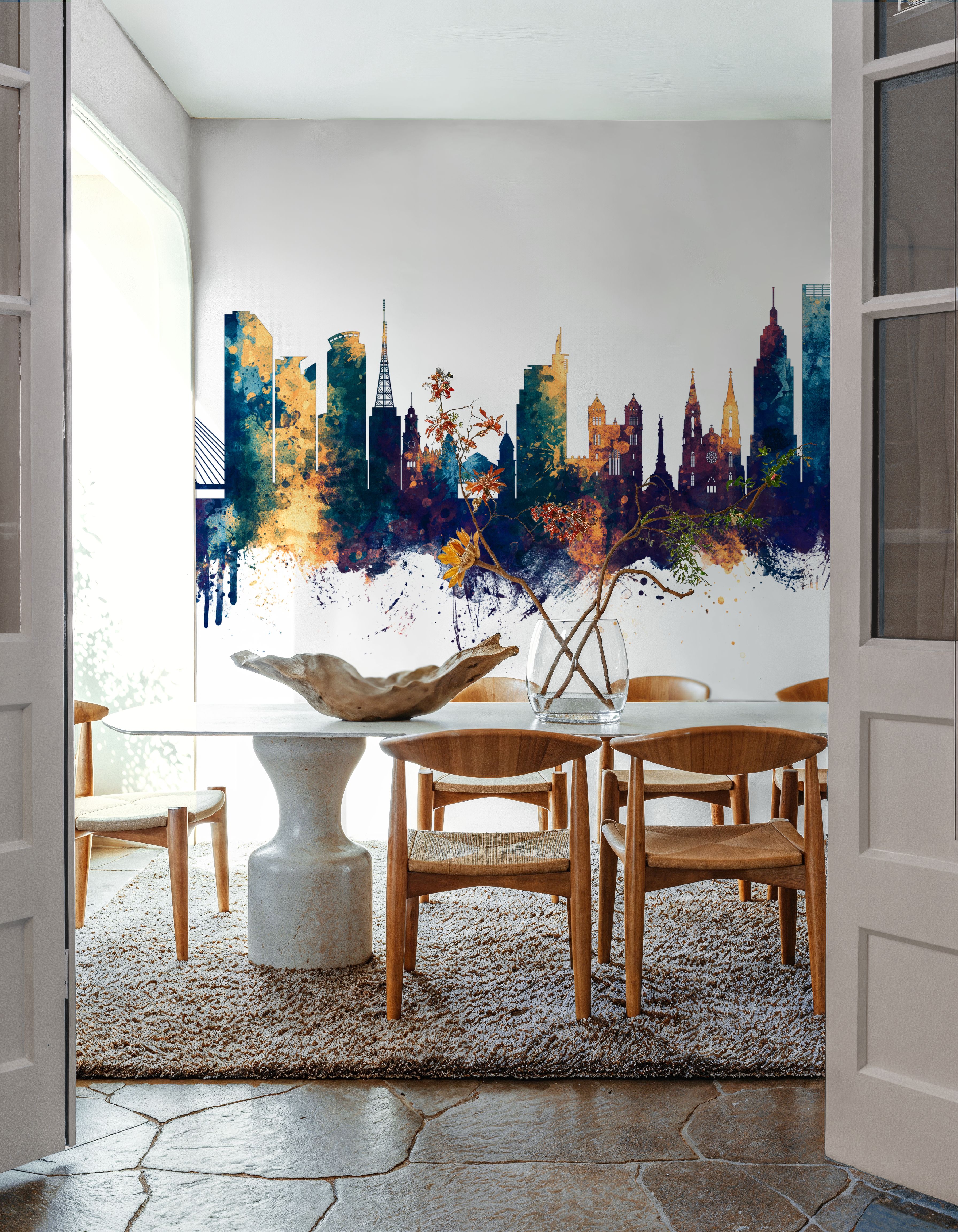 São Paulo Brazil Skyline Blue & Bronze