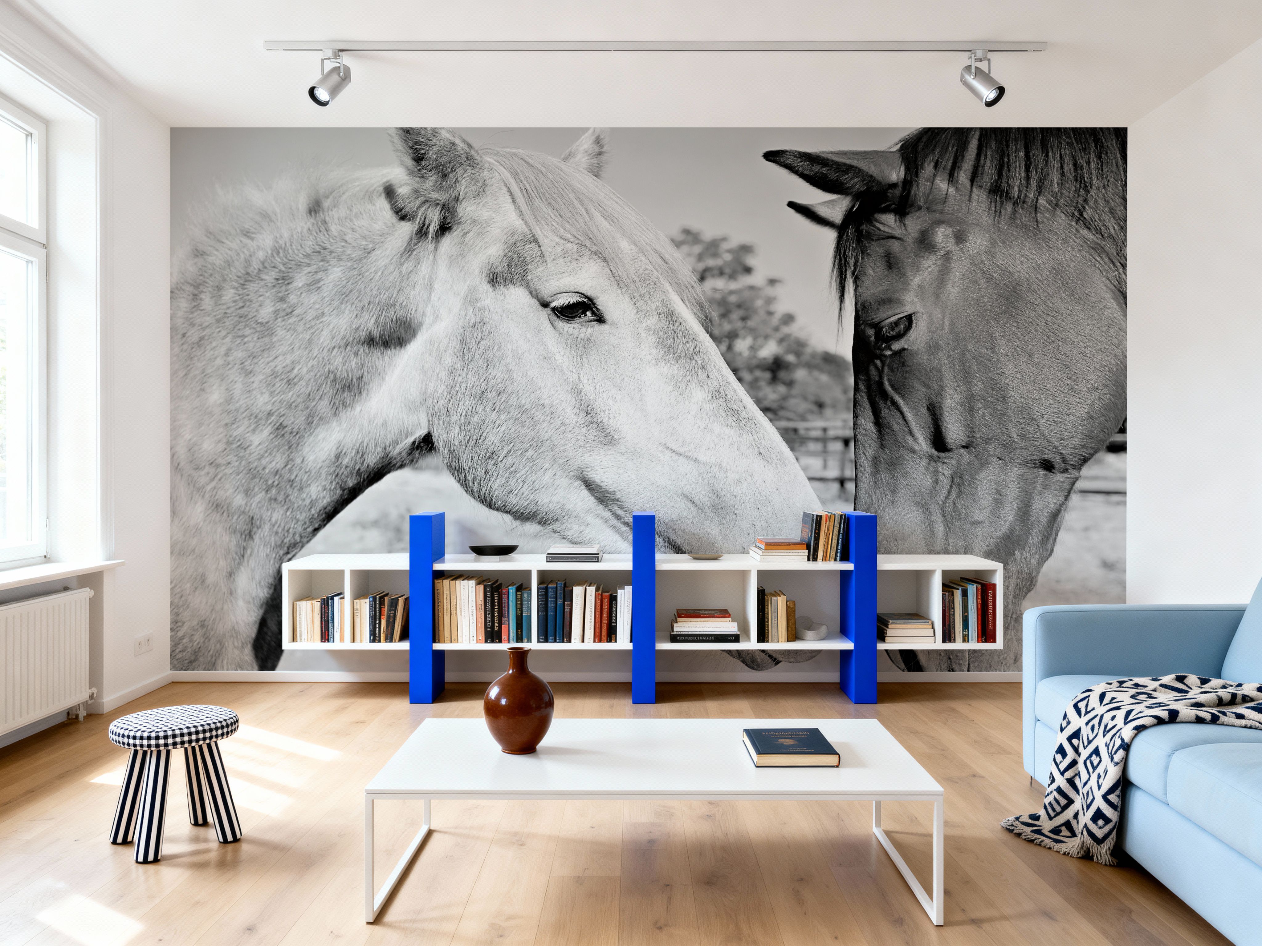 Two Horses BW
